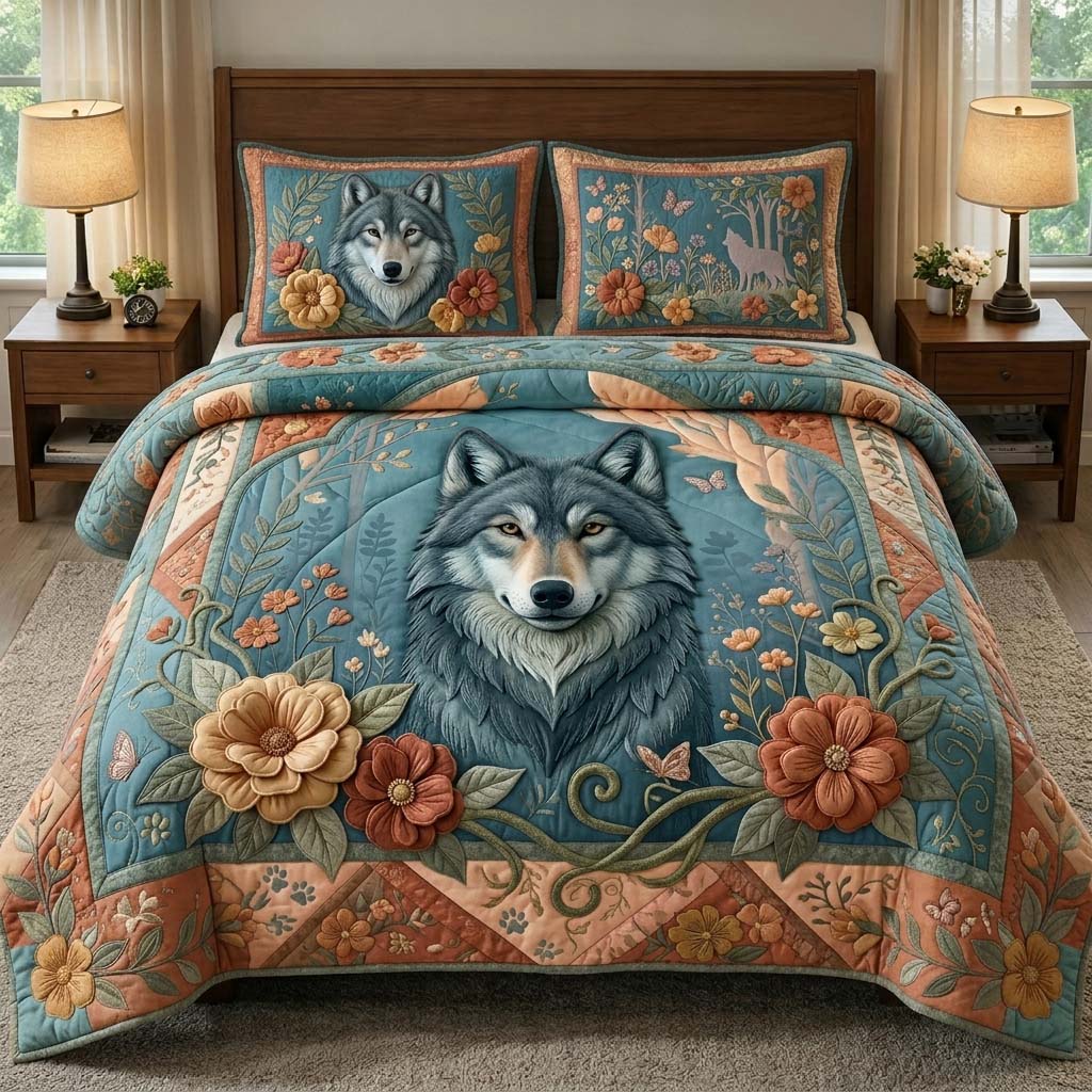 Moon Howl 3-Piece Quilted Bedding Set GDTONTD312