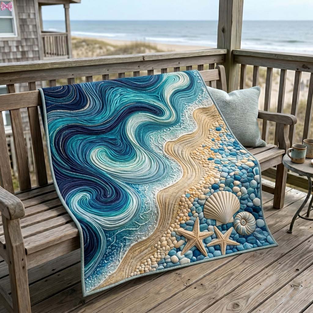 Coastal Swirl Quilted Blanket GDTONTD359