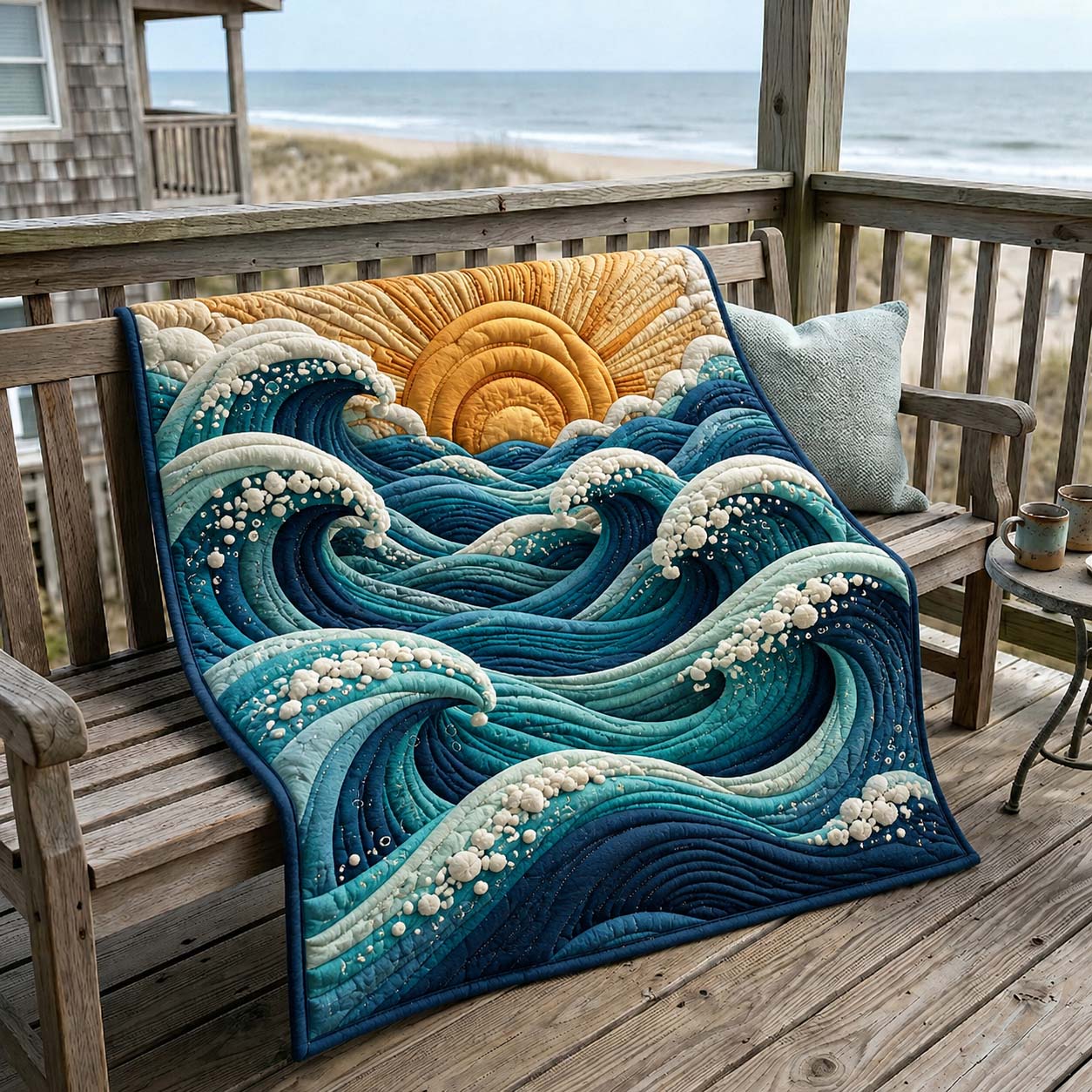 Sunrise Waves Quilted Blanket GDTONTD364