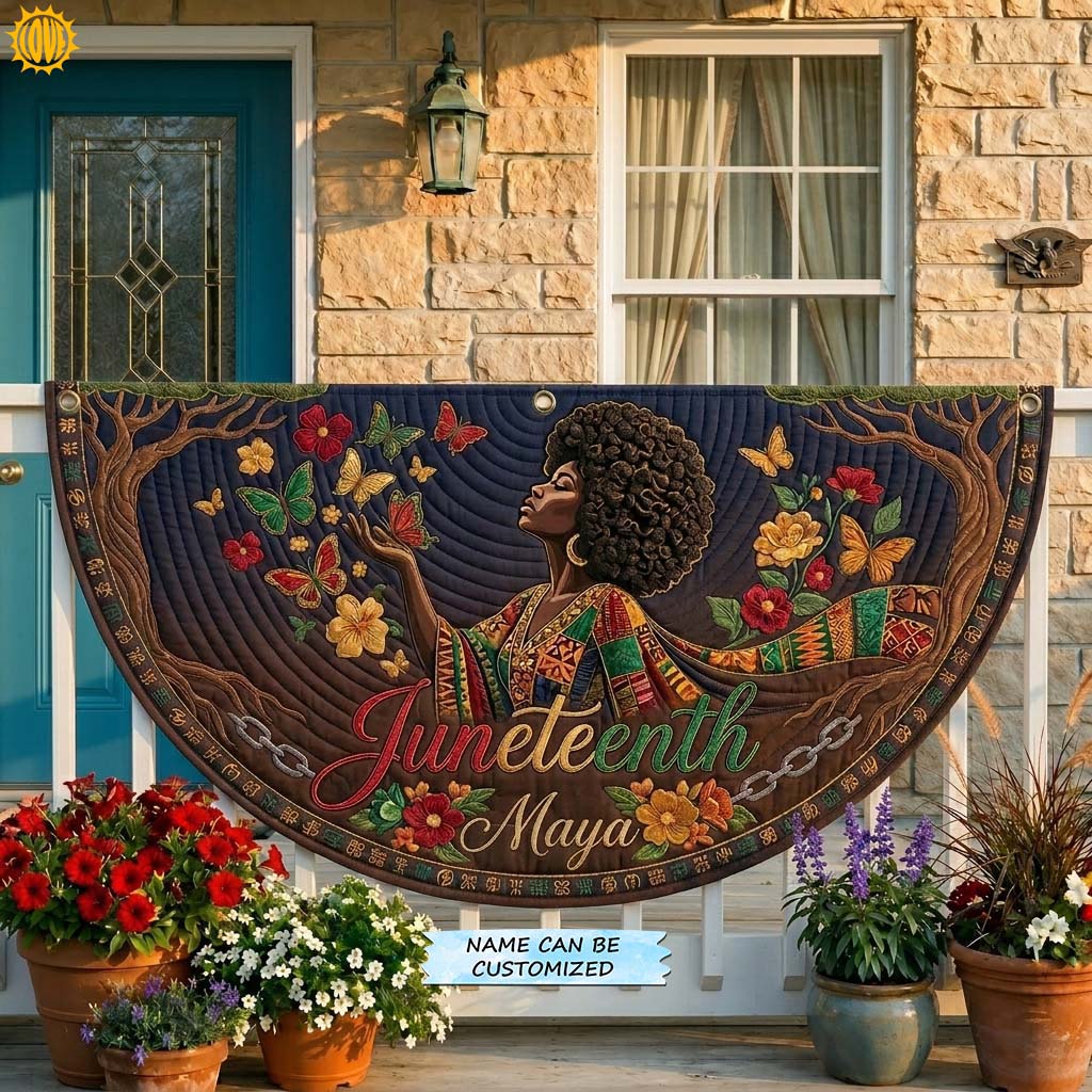 Juneteenth Butterfly Heritage Fan Flag QTCUZ GDTONTD405