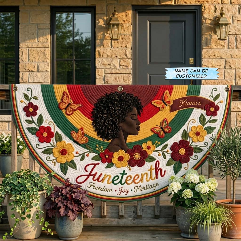 Juneteenth Floral Pride Fan Flag QTCUZ GDTONTD412