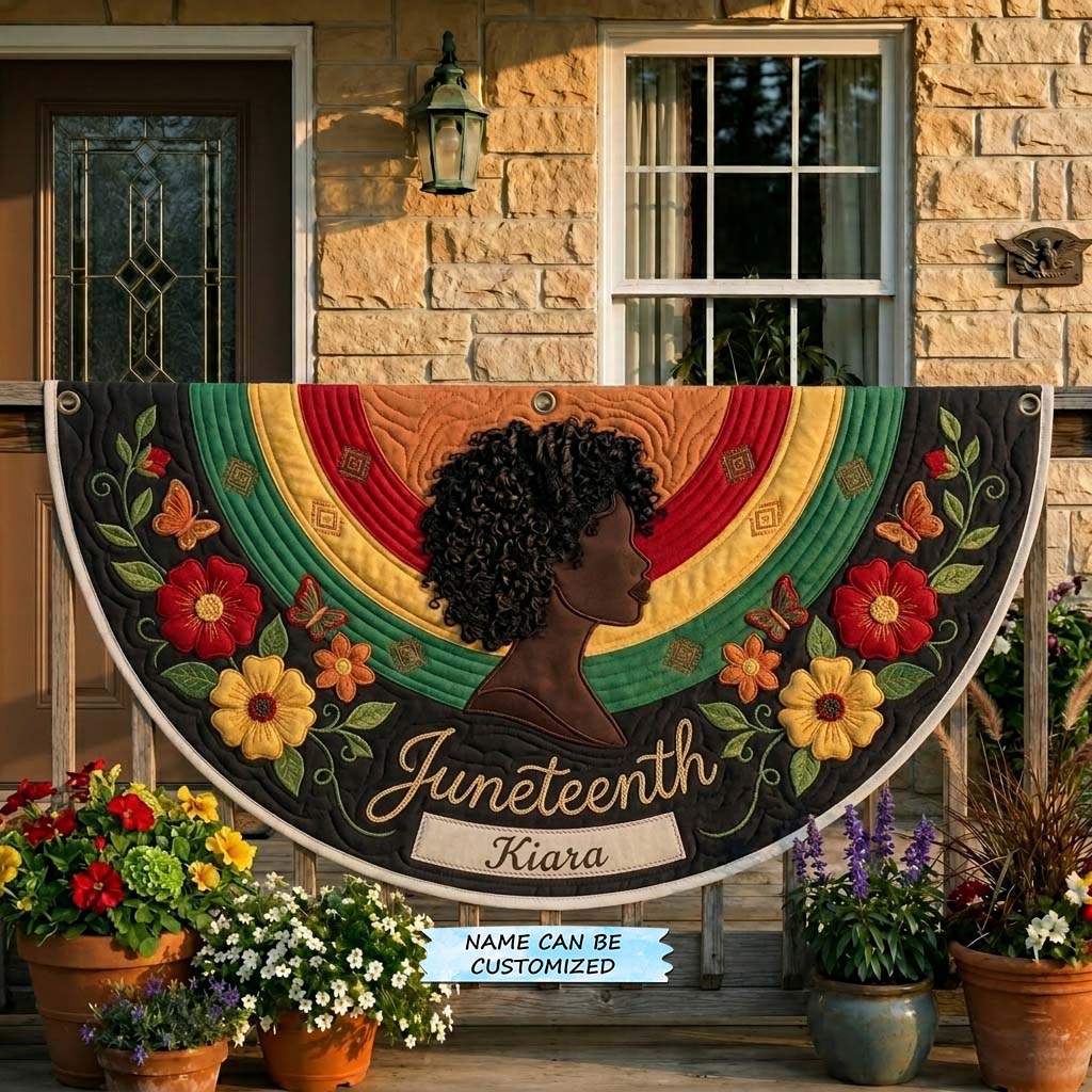 Juneteenth Golden Bloom Fan Flag QTCUZ GDTONTD414