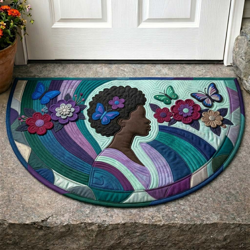 Emerald Butterfly Quilted Welcome Mat GDTONTD417