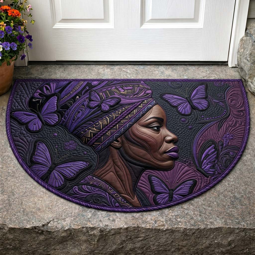 Purple Butterfly Quilted Welcome Mat GDTONTD423