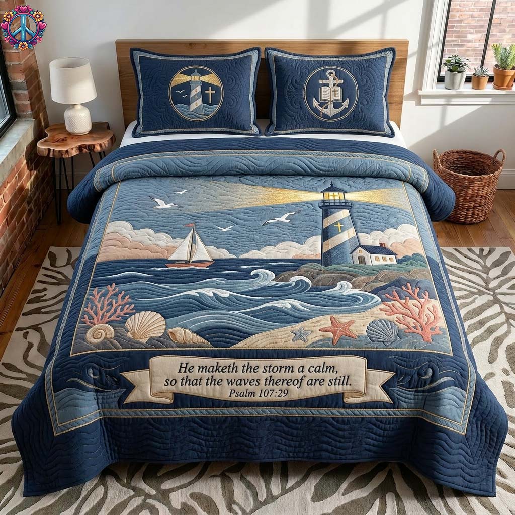 Lighthouse Calm 3-Piece Quilted Bedding Set GDTONTD455