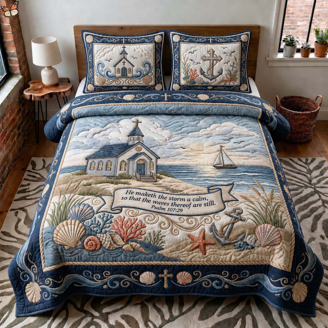 Coastal Chapel 3-Piece Quilted Bedding Set GDTONTD456