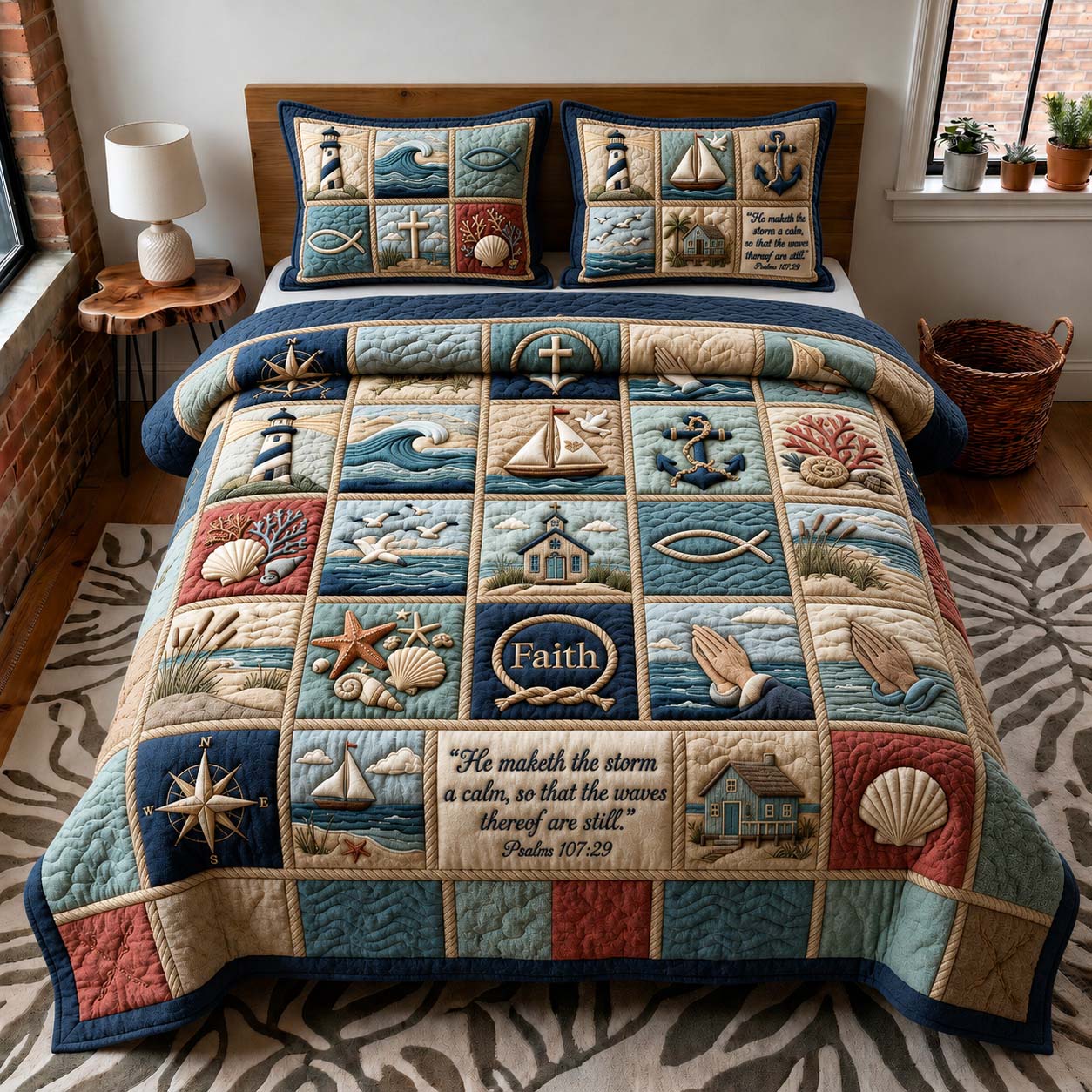 Faith Harbor 3-Piece Quilted Bedding Set GDTONTD461