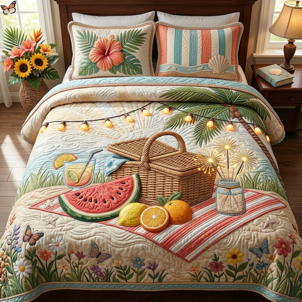 Picnic Breeze 3-Piece Quilted Bedding Set GDTONTD506