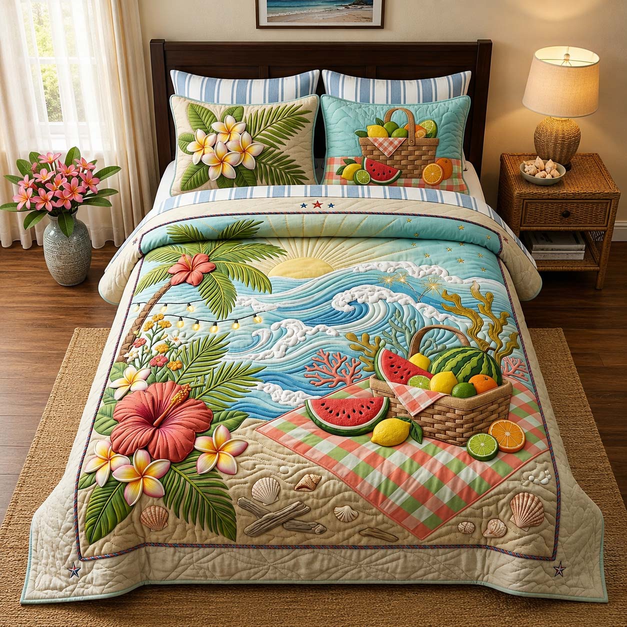 Island Picnic 3-Piece Quilted Bedding Set GDTONTD507