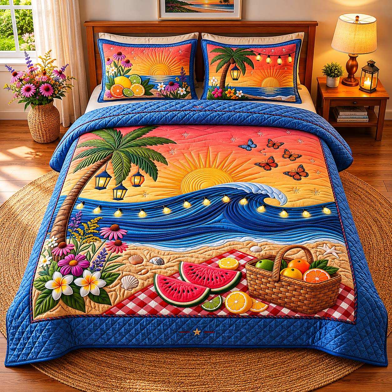 Sunset Paradise 3-Piece Quilted Bedding Set GDTONTD508
