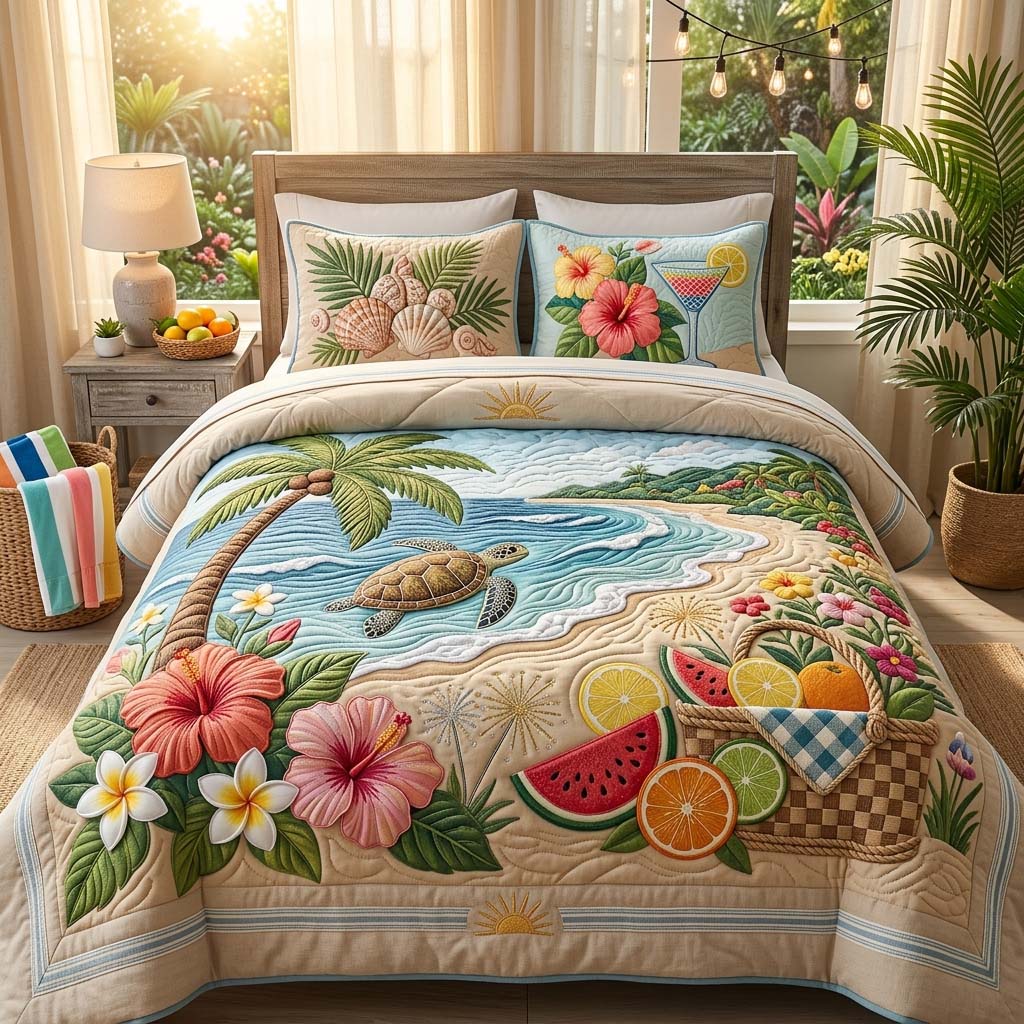 Watermelon Bliss 3-Piece Quilted Bedding Set GDTONTD513