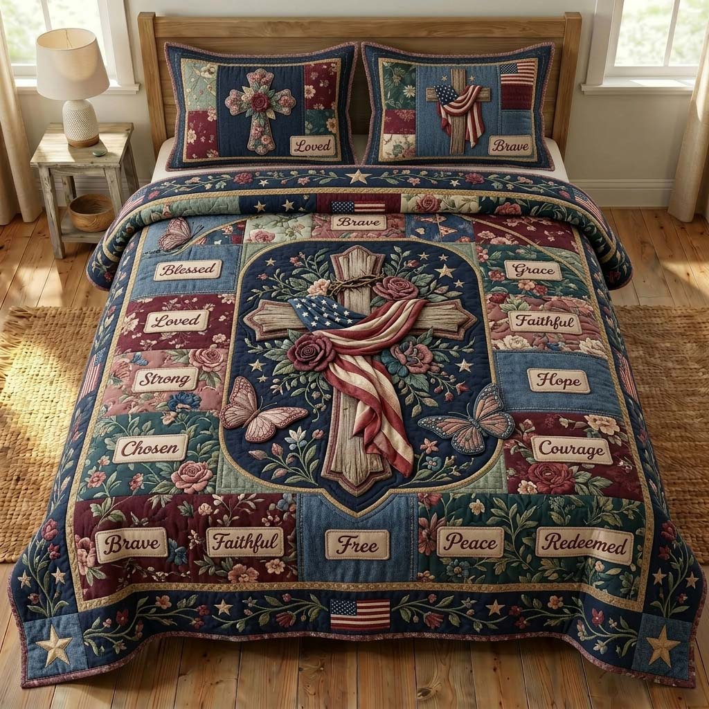 Redeemed Grace 3-Piece Quilted Bedding Set GDTONTD516