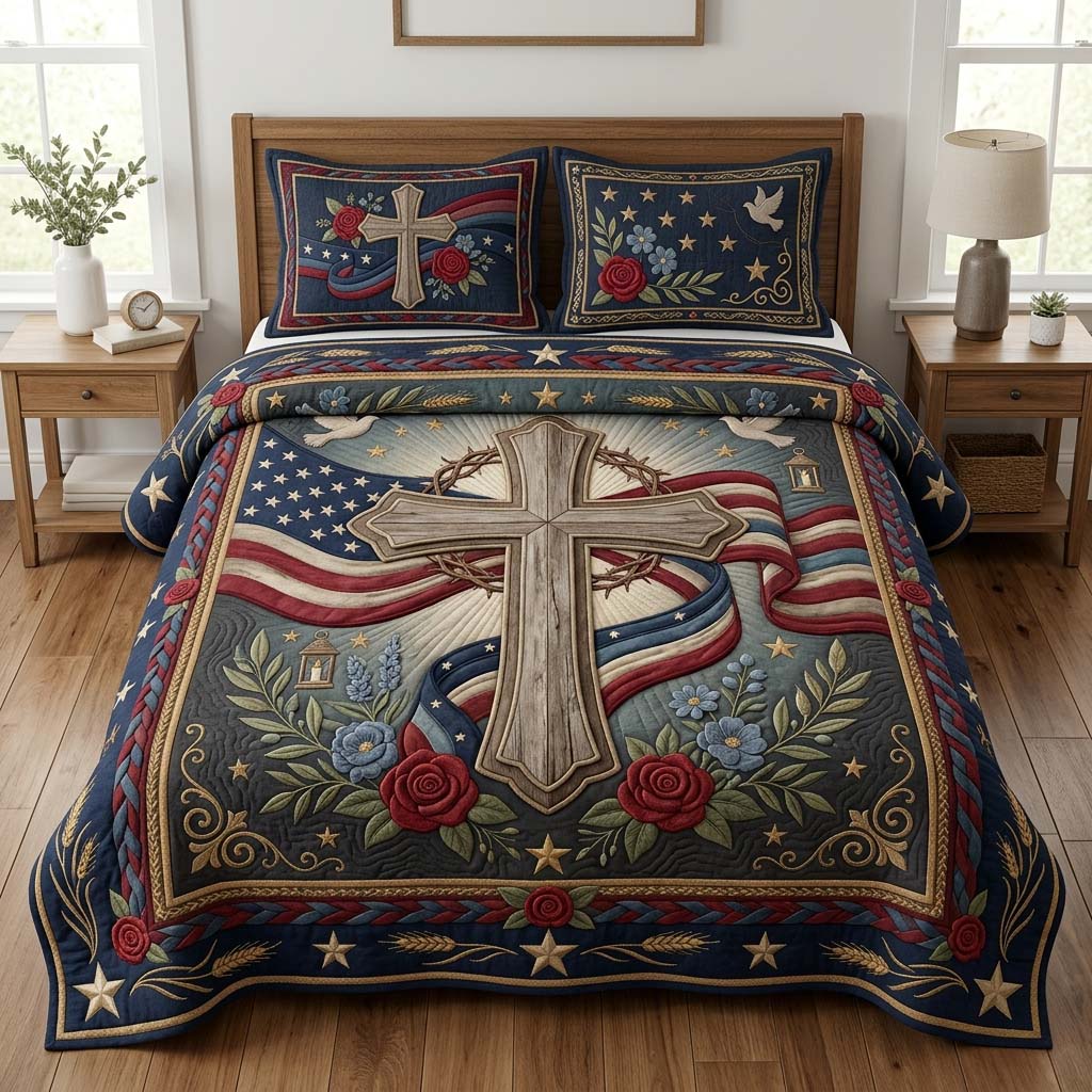 American Savior 3-Piece Quilted Bedding Set GDTONTD520