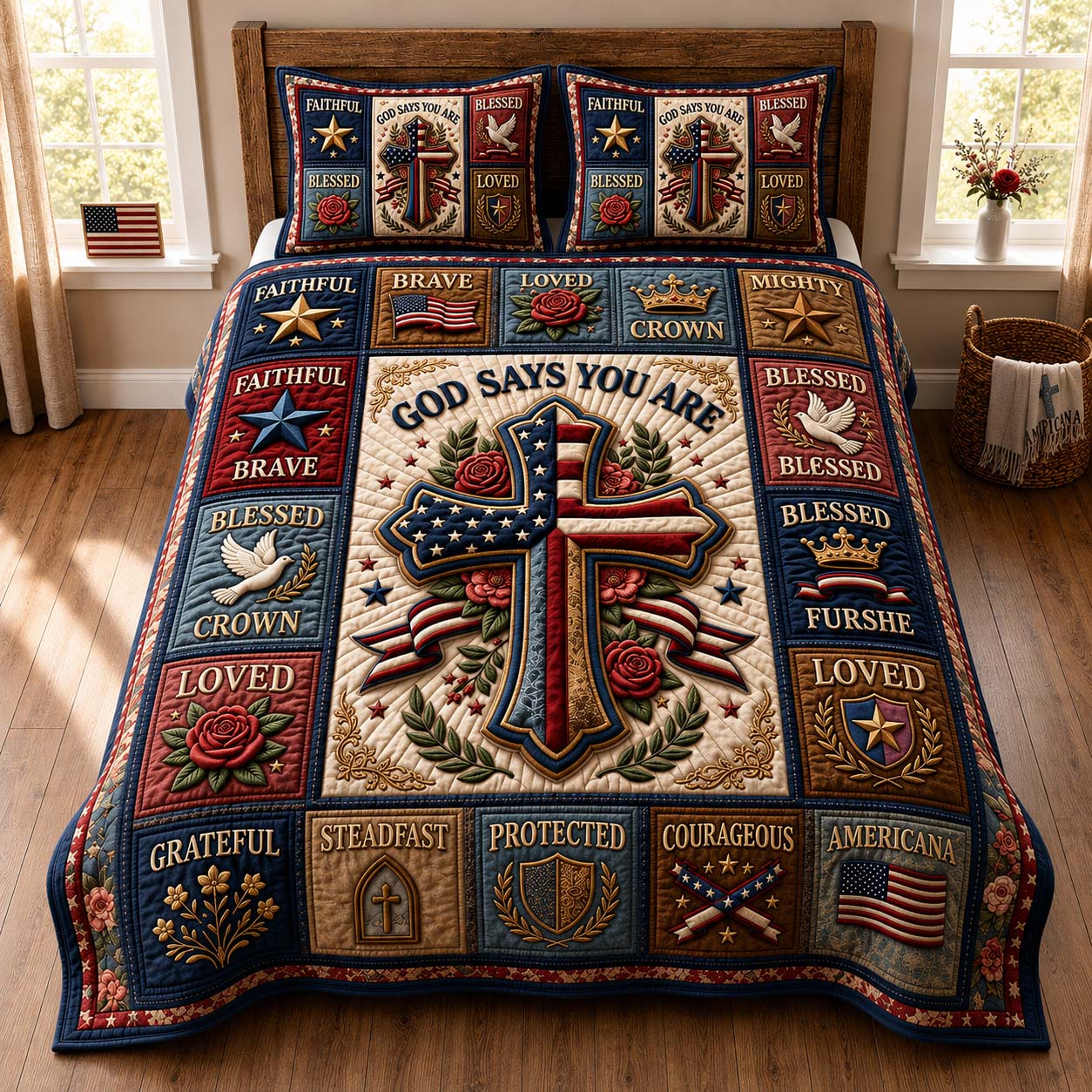 Blessed Heritage 3-Piece Quilted Bedding Set GDTONTD522