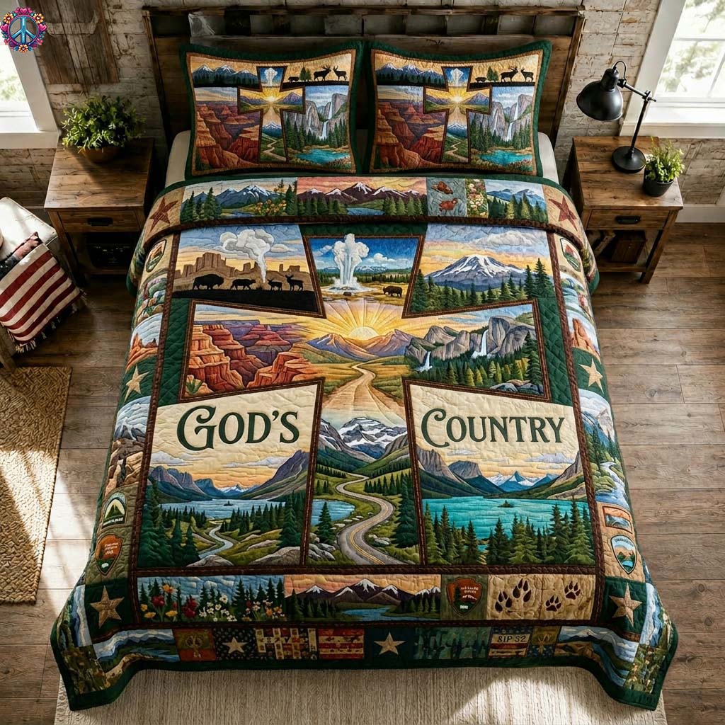 Country Of God 3-Piece Quilted Bedding Set GDTONTD544