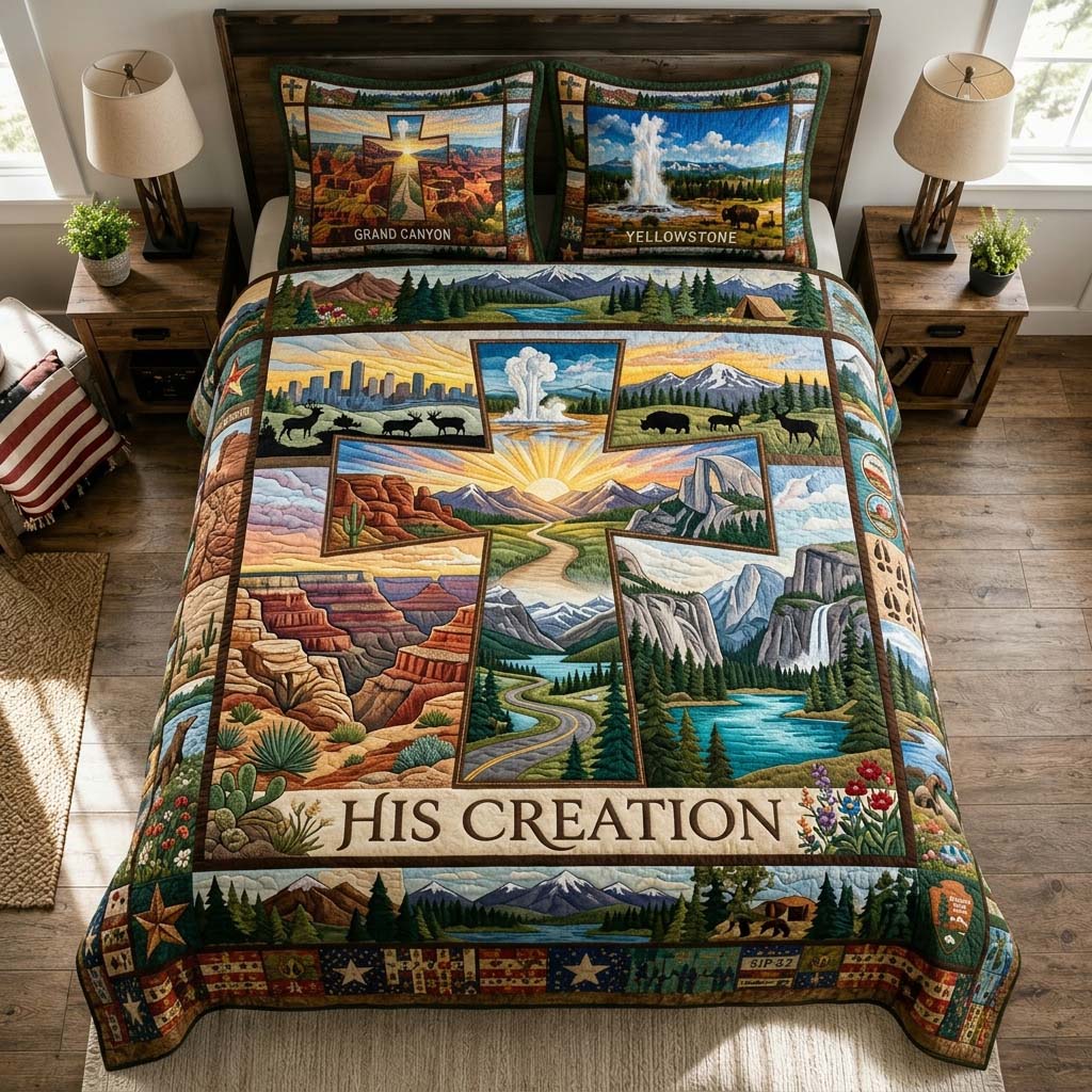 His Creation Scenic 3-Piece Quilted Bedding Set GDTONTD546