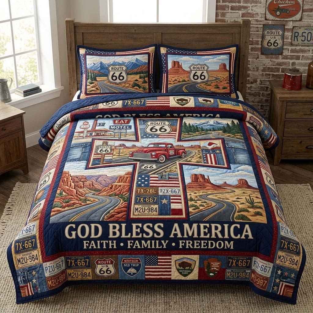 Route 66 Faith 3-Piece Quilted Bedding Set GDTONTD554