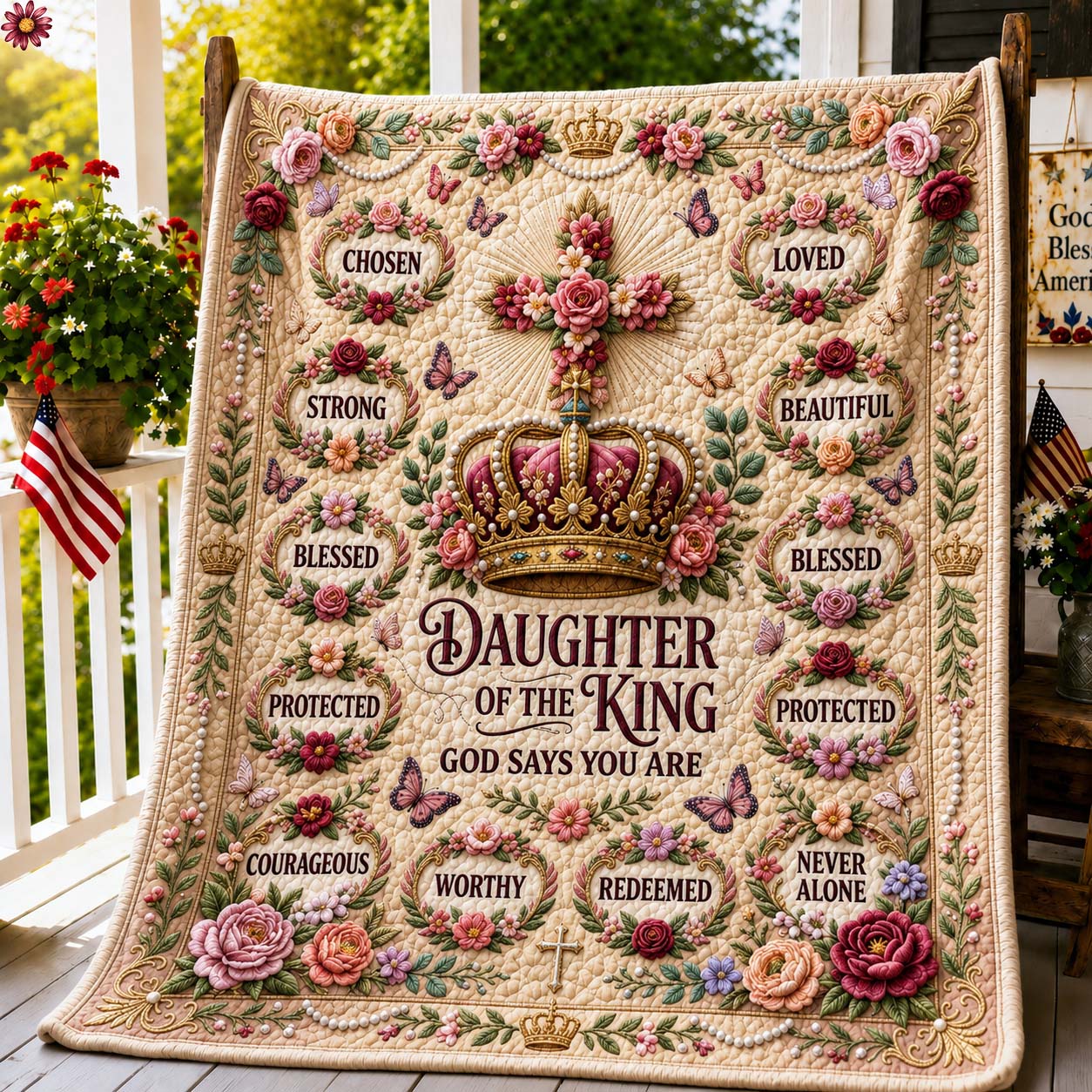 Faithful Princess Garden Quilted Blanket GDTONTD606