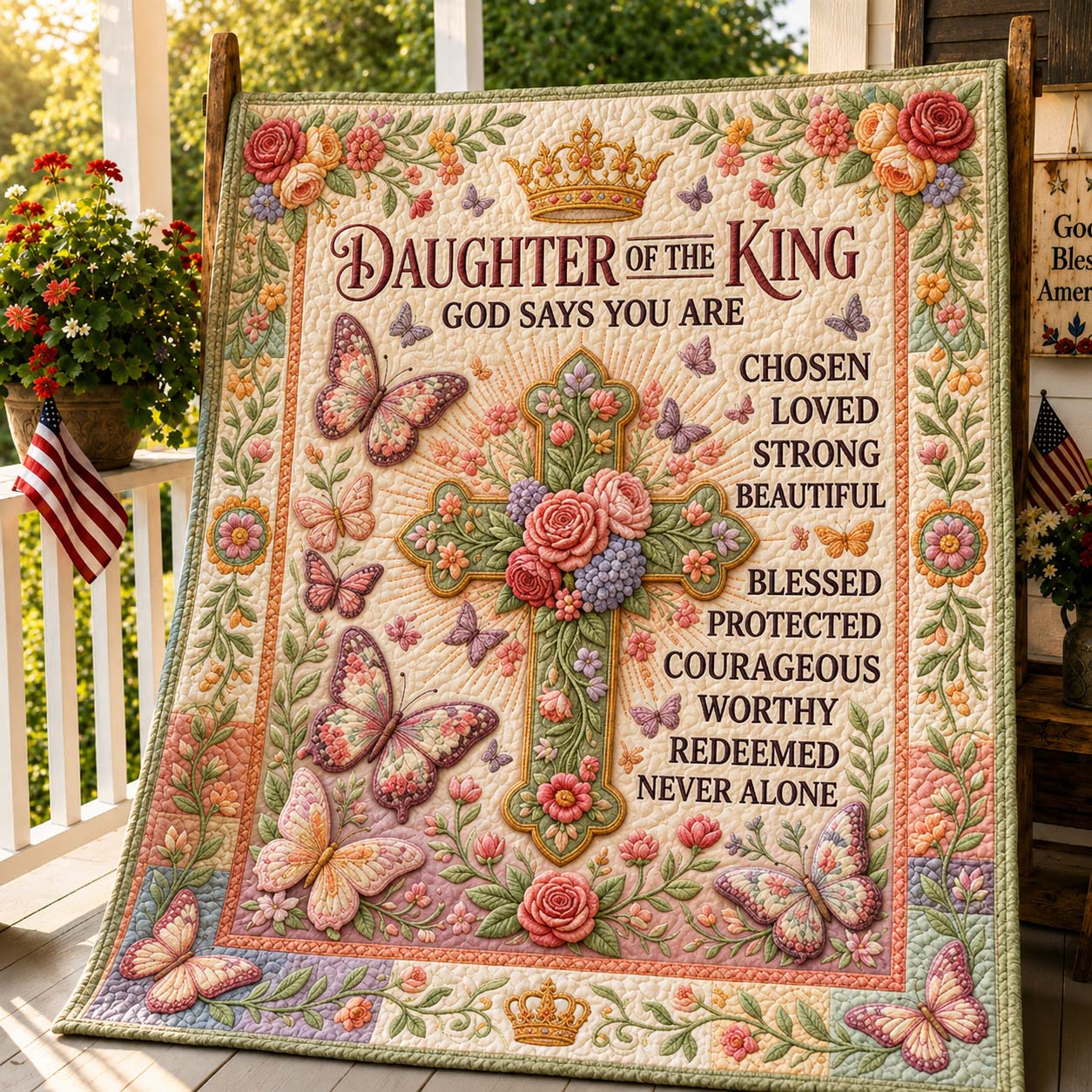 Butterfly Cross Daughter Quilted Blanket GDTONTD607