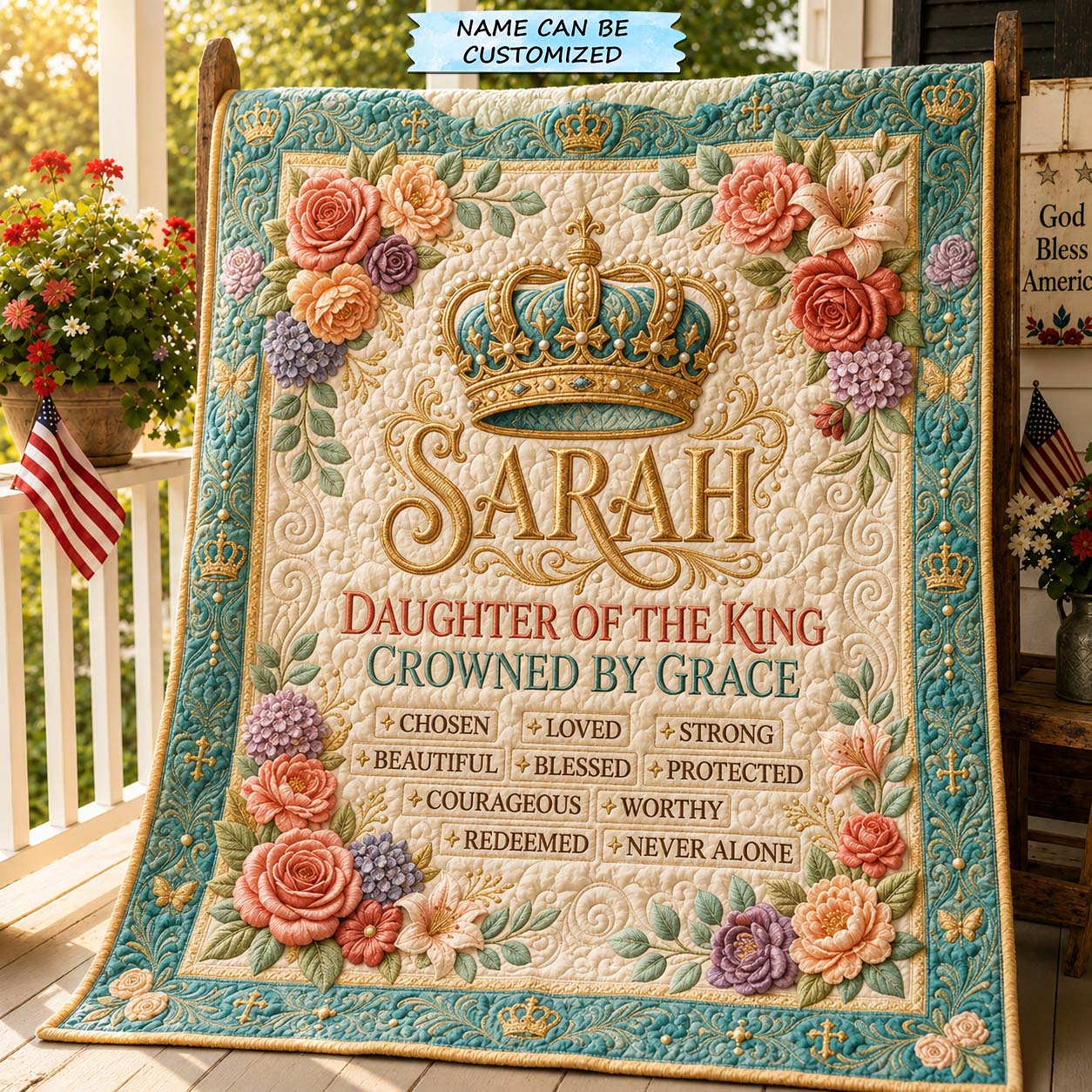 Sarah Crowned Grace Quilted Blanket QTCUZ GDTONTD612