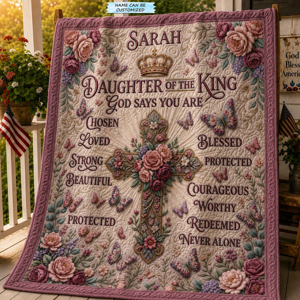 Mauve Faith Garden Quilted Blanket QTCUZ GDTONTD613