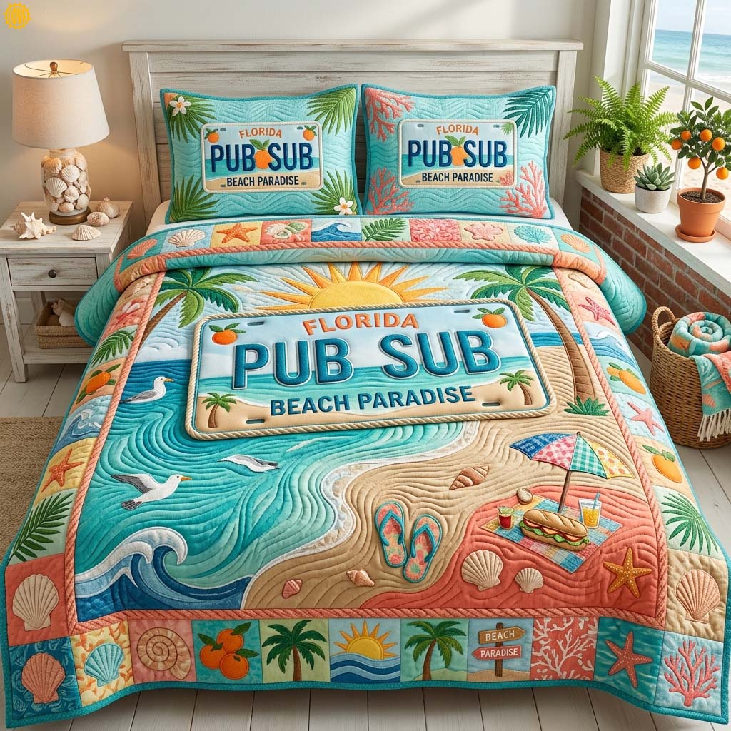 Pub Sub Paradise 3-Piece Quilted Bedding Set GDTONTD672