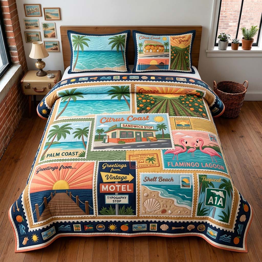 Citrus Coast 3-Piece Quilted Bedding Set GDTONTD679