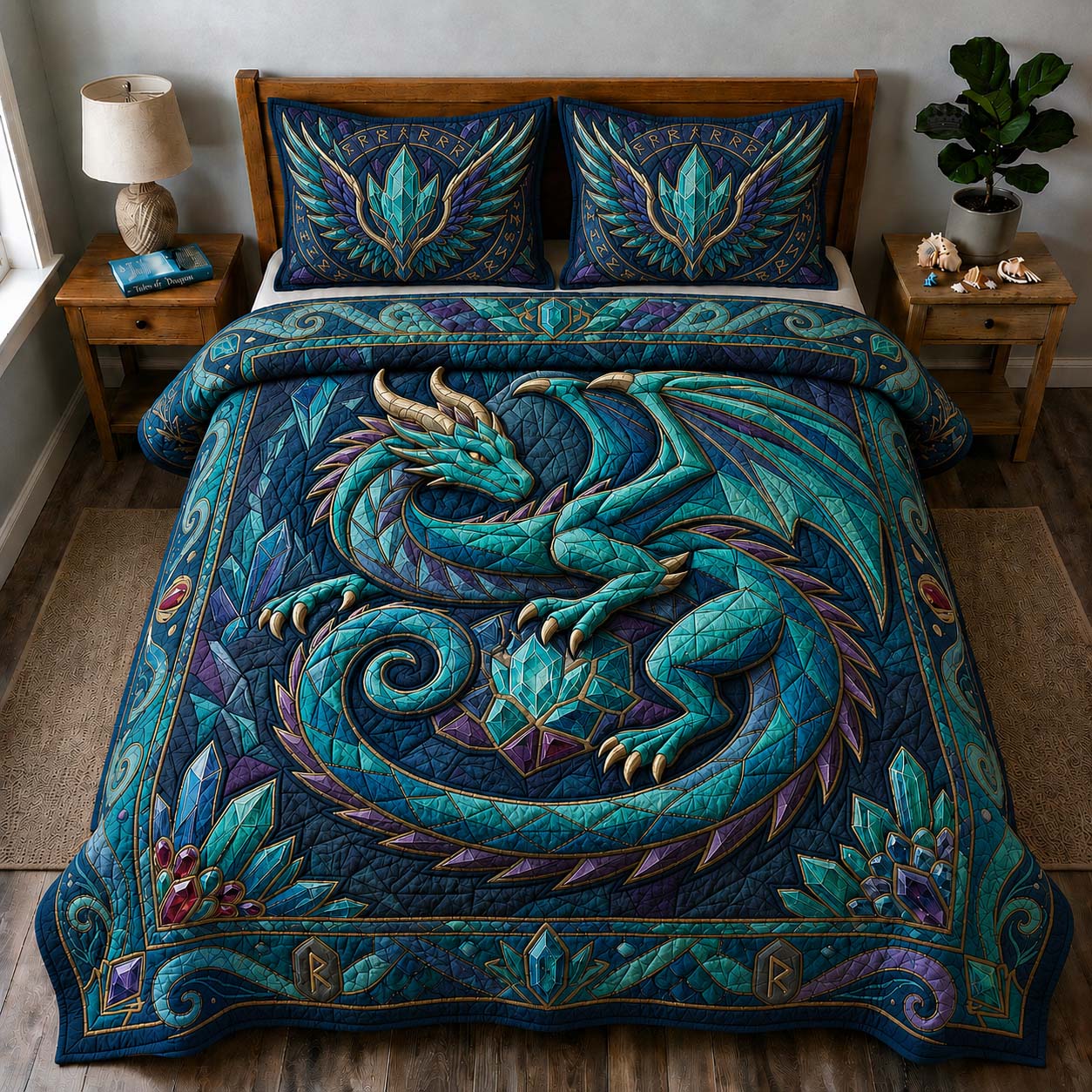 Crystal Wyvern 3-Piece Quilted Bedding Set GDTONTD741