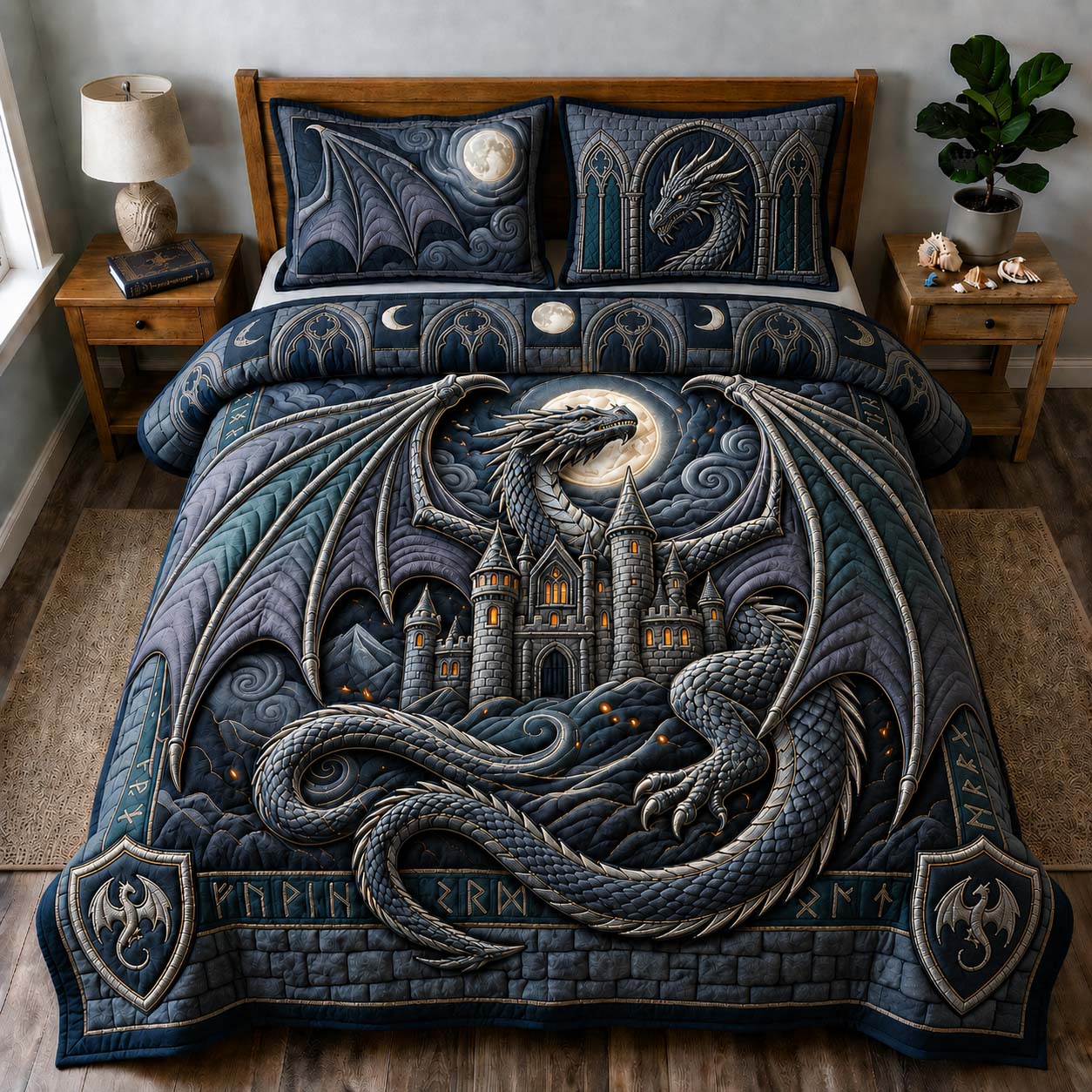 Moonlit Fortress 3-Piece Quilted Bedding Set GDTONTD742