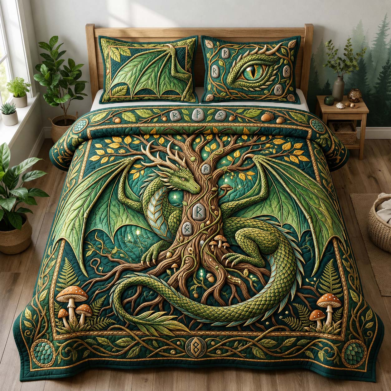 Forest Guardian 3-Piece Quilted Bedding Set GDTONTD743
