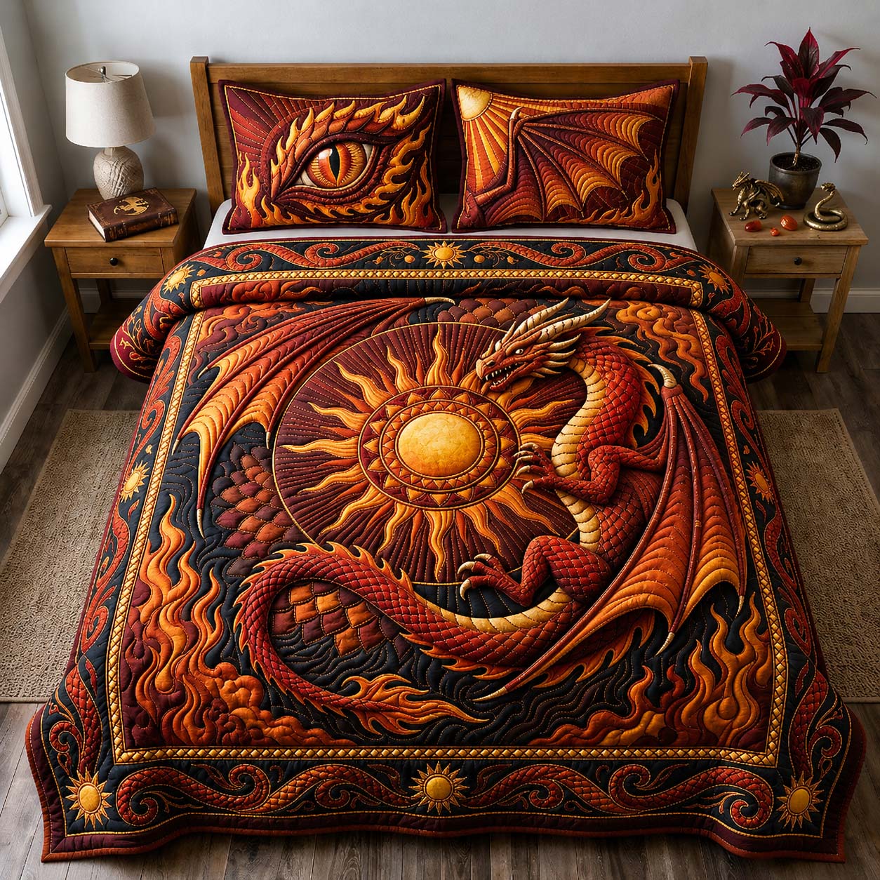 Solar Drake 3-Piece Quilted Bedding Set GDTONTD744