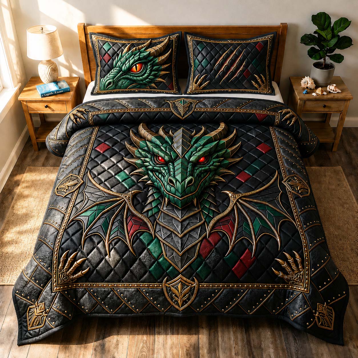 Emerald Sovereign 3-Piece Quilted Bedding Set GDTONTD745