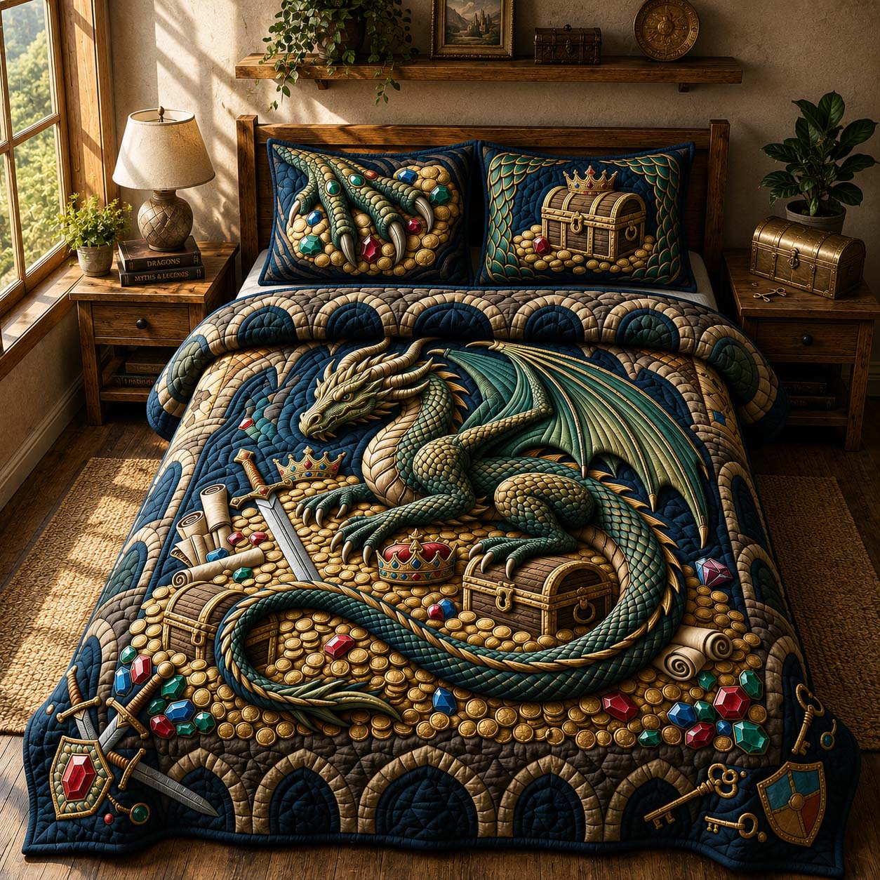 Treasure Keeper 3-Piece Quilted Bedding Set GDTONTD746