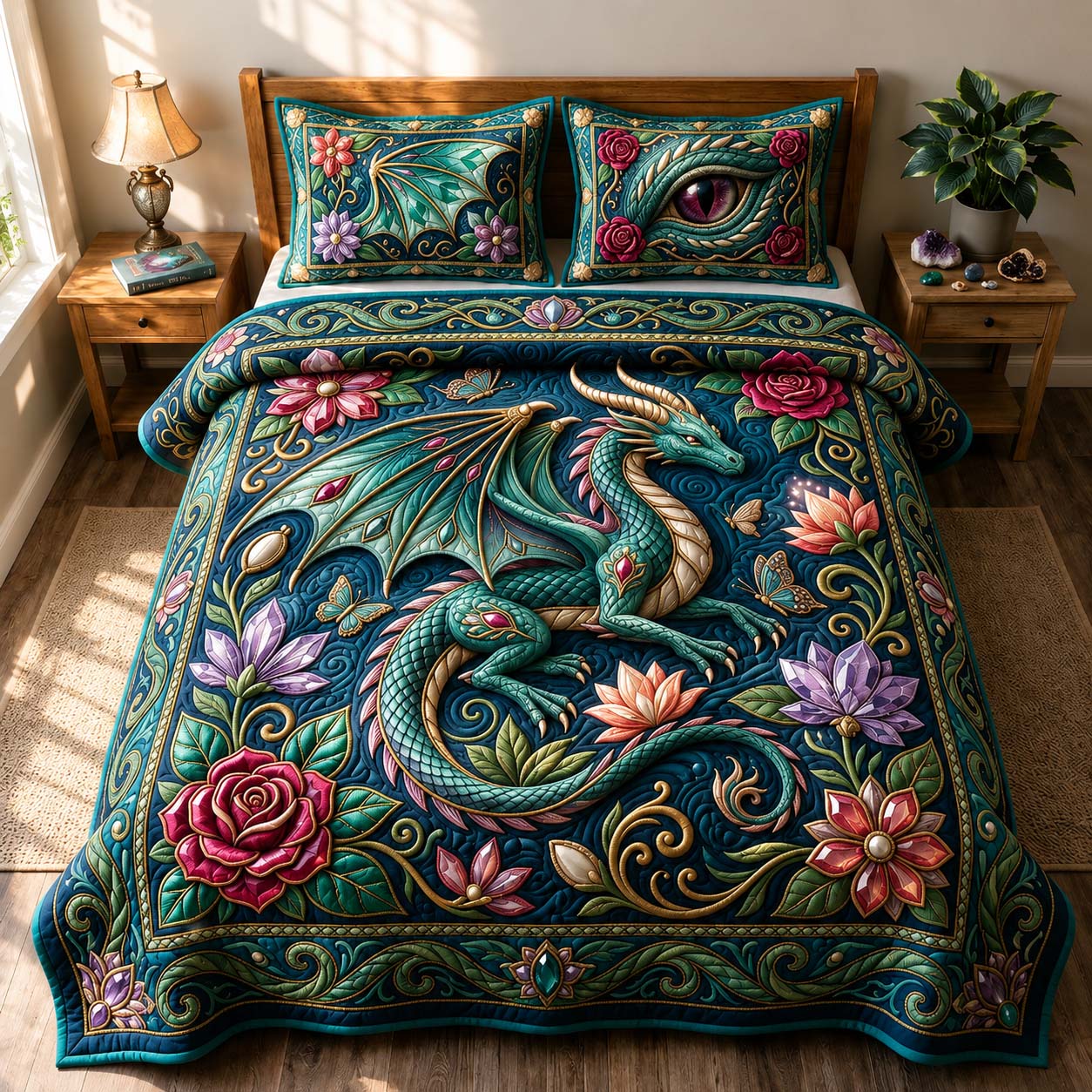 Bloom Dragon 3-Piece Quilted Bedding Set GDTONTD747