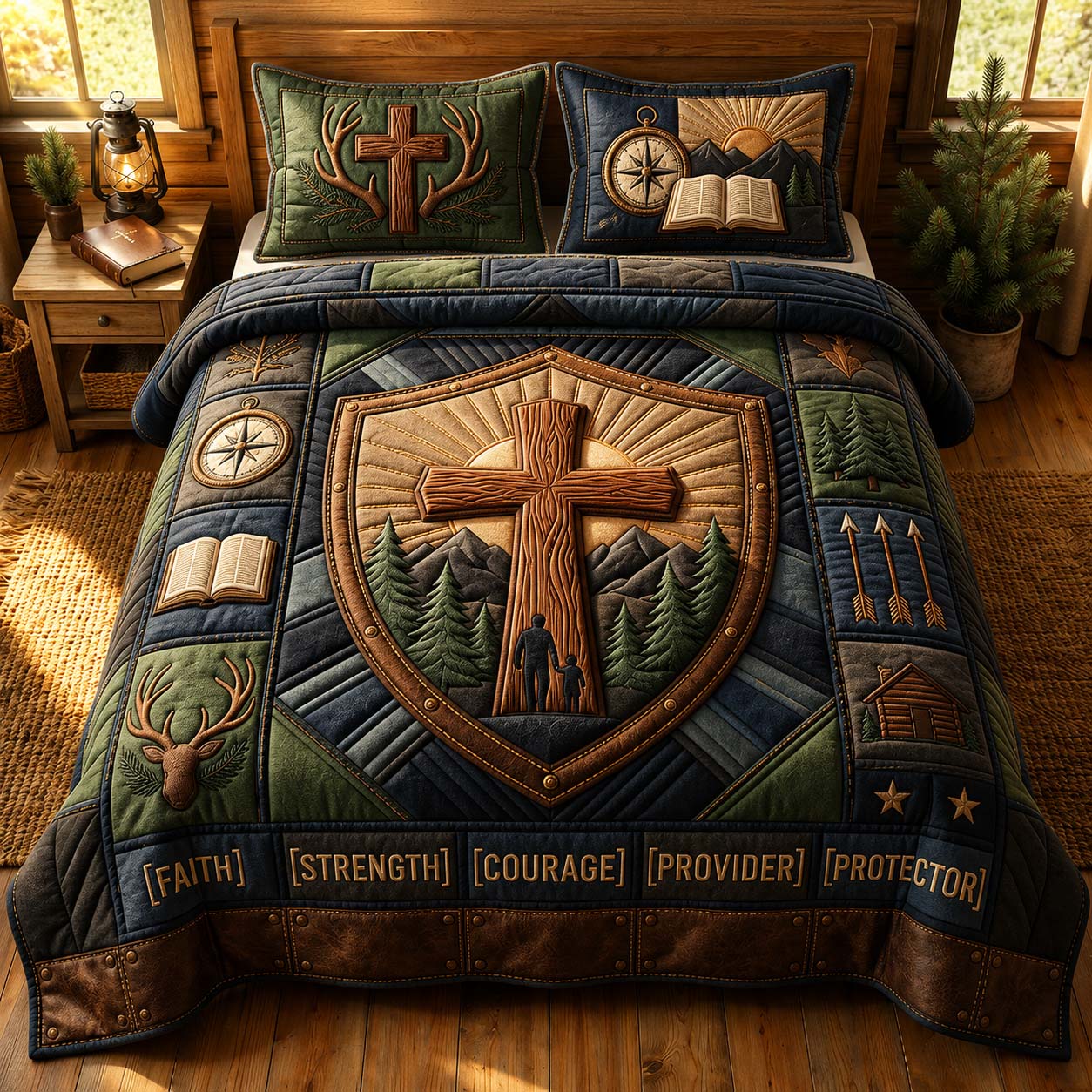 Shield Father 3-Piece Quilted Bedding Set GDTONTD749
