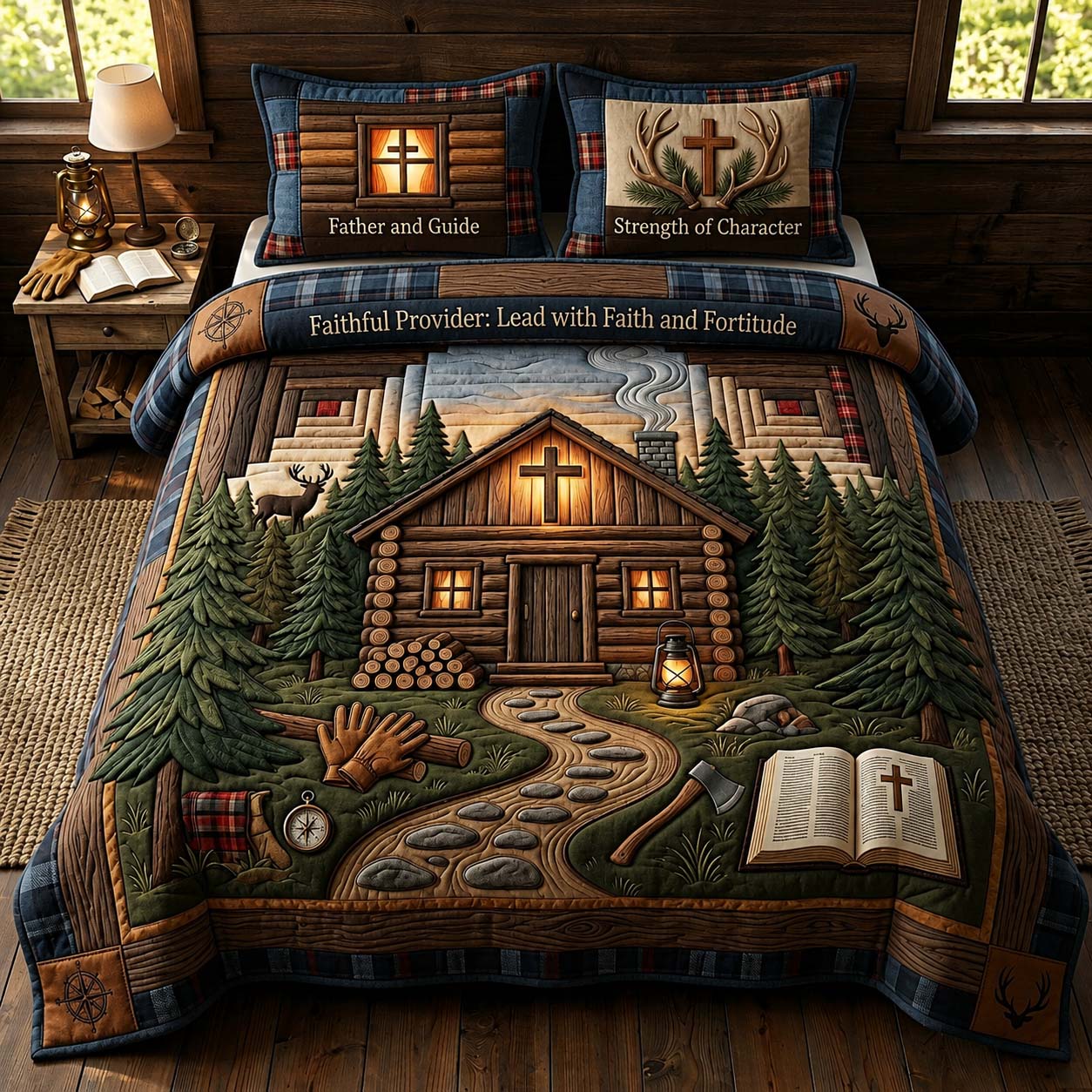 Cabin Guide 3-Piece Quilted Bedding Set GDTONTD751