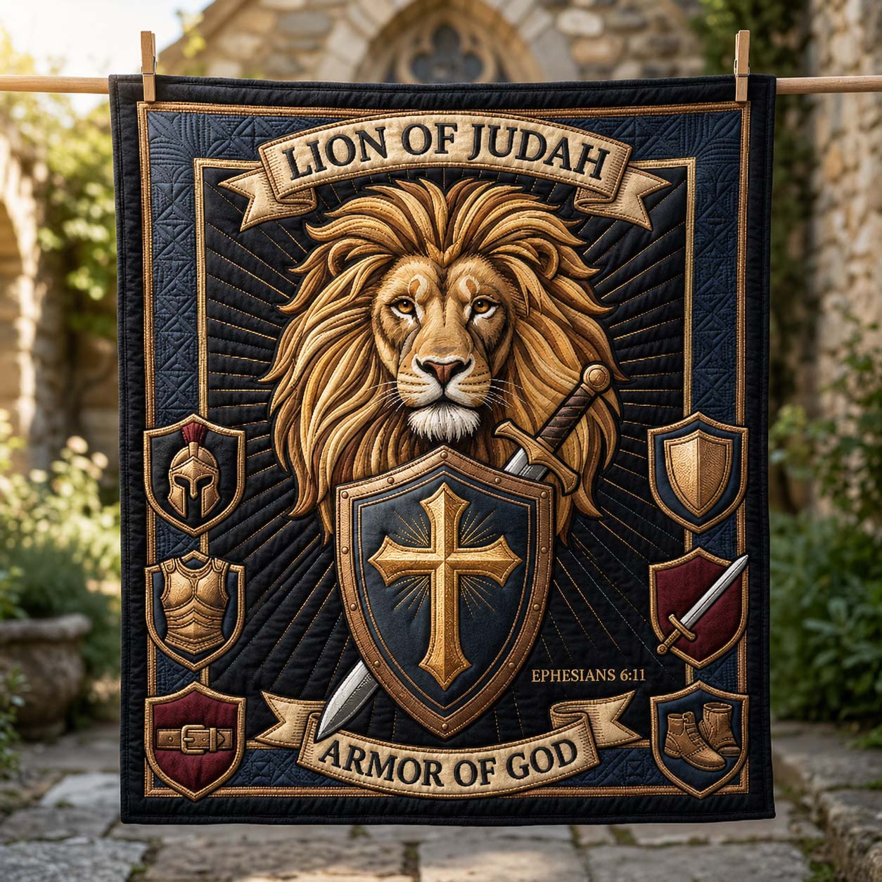 Judah Warrior Quilted Blanket GDTONTD759