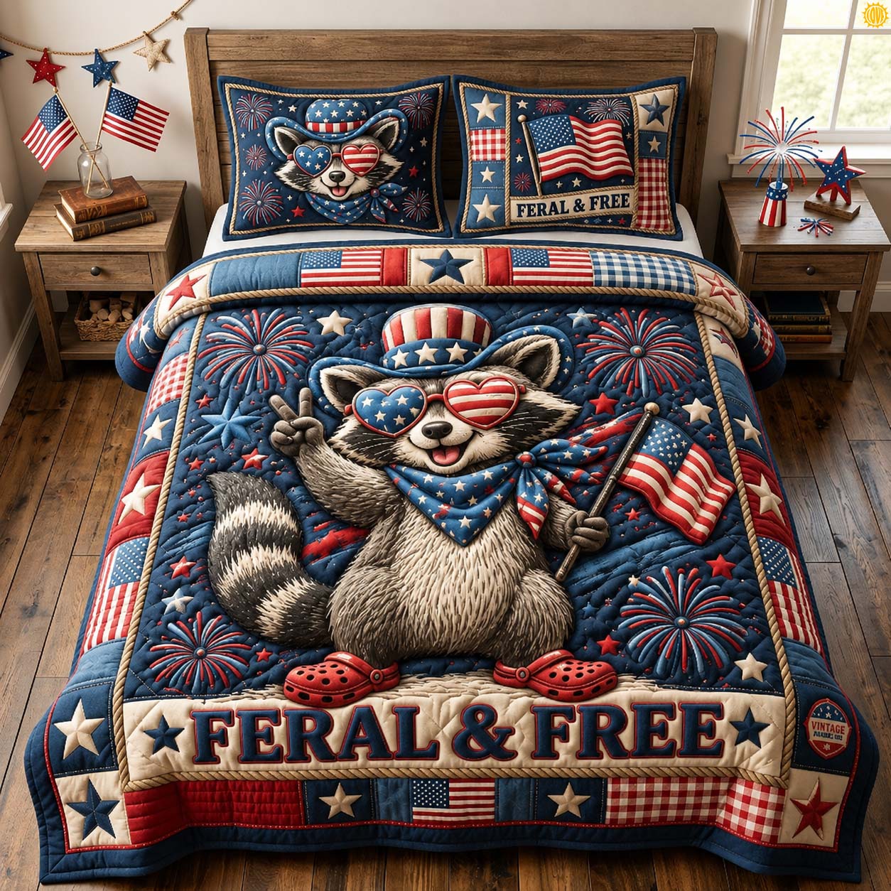 Feral And Free 3-Piece Quilted Bedding Set GDTONTD819