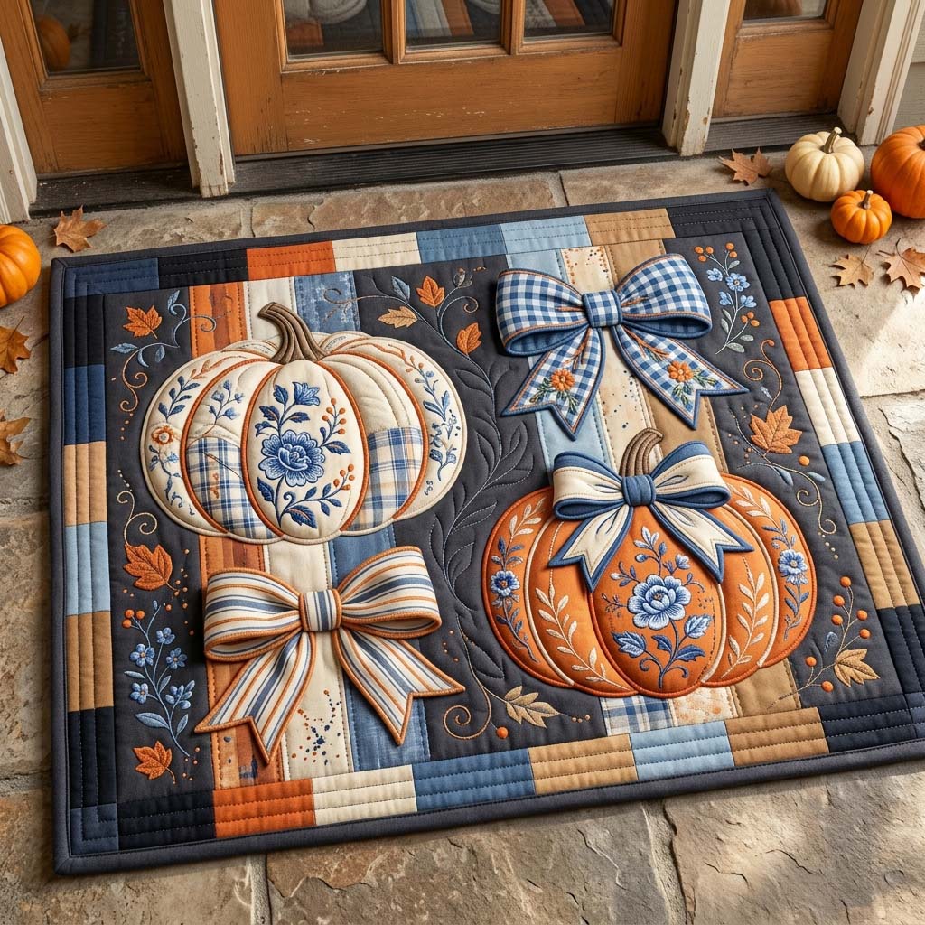 Blue Cottage Pumpkins Doormat GDTONTD829