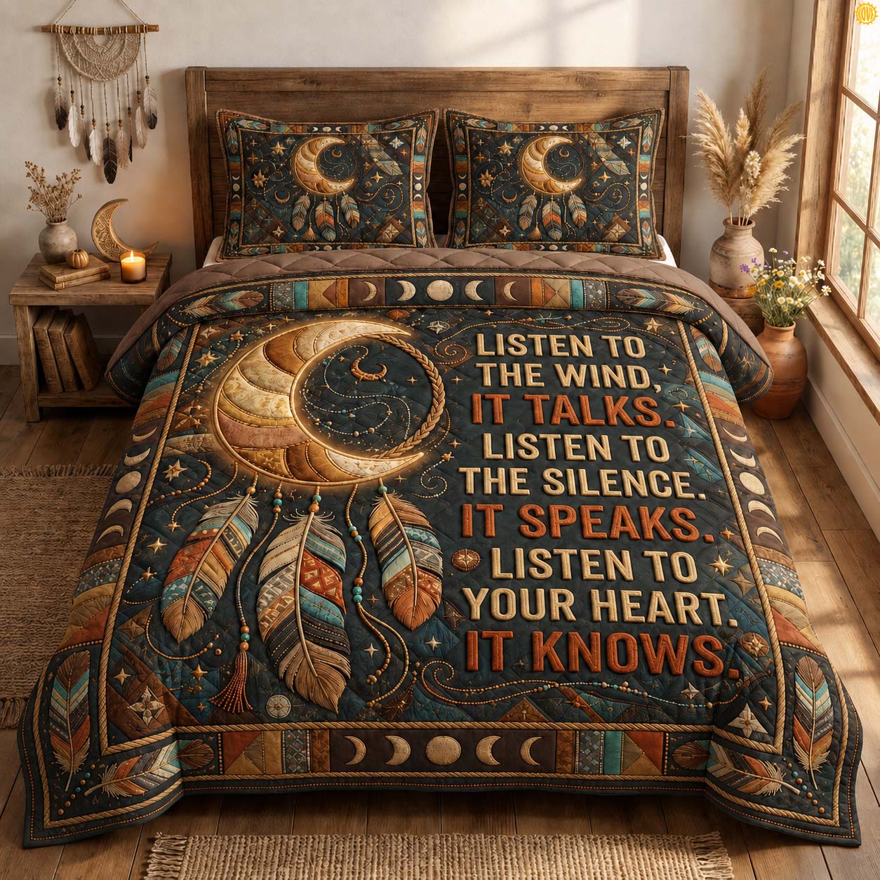 Listen Wind Spirit 3-Piece Quilted Bedding Set GDTONTD858