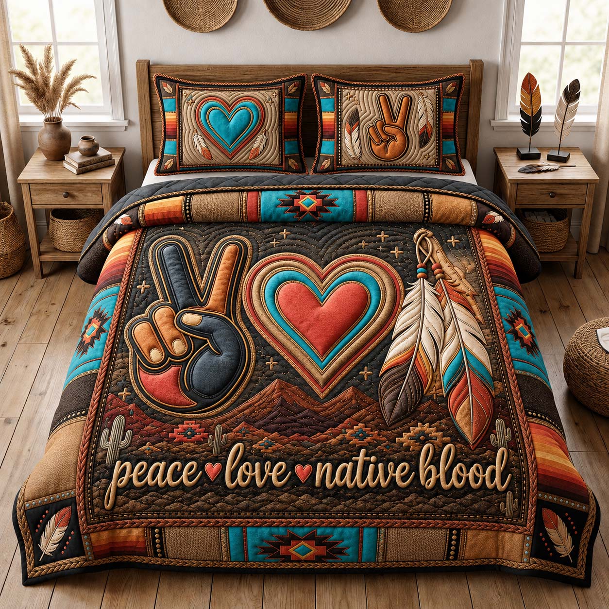 Peace Love Nature 3-Piece Quilted Bedding Set GDTONTD859
