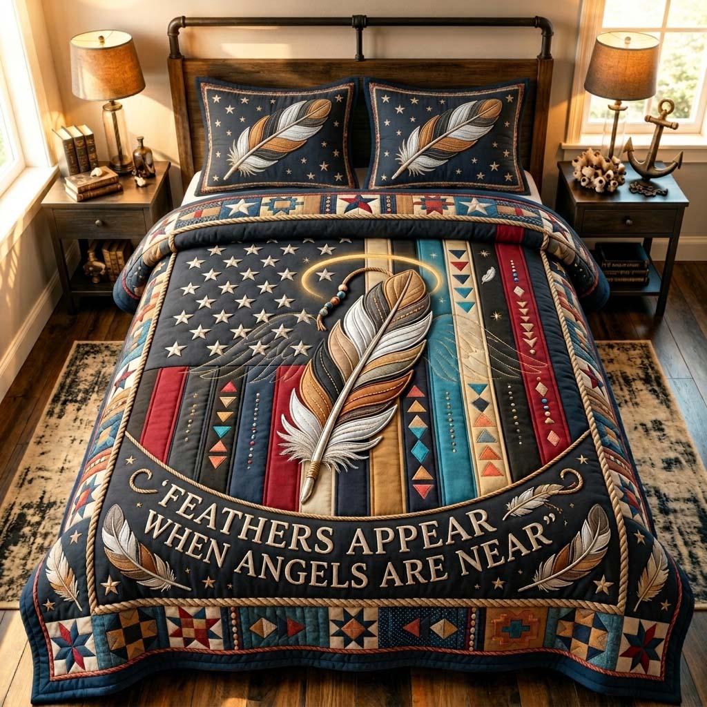 Angels Are Near 3-Piece Quilted Bedding Set GDTONTD866