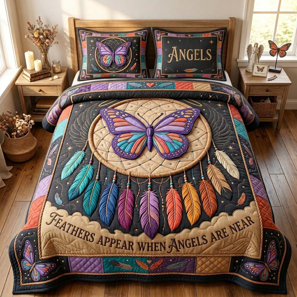 Butterfly Angel Dream 3-Piece Quilted Bedding Set GDTONTD869