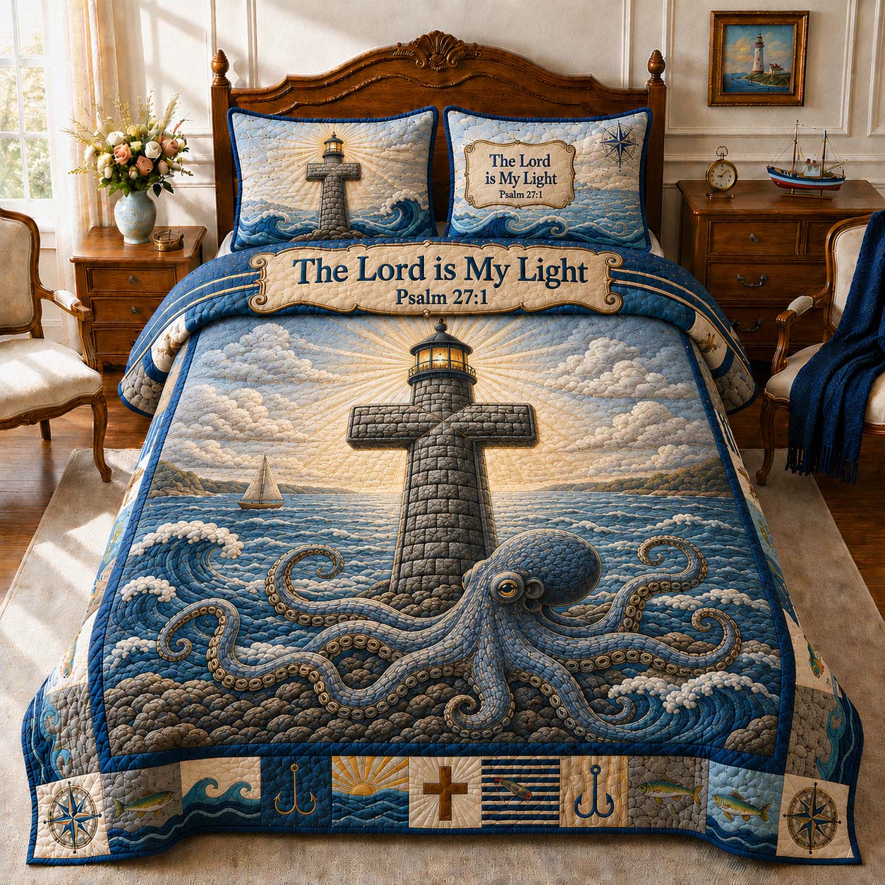 Light Of Lord 3-Piece Quilted Bedding Set GDTONTD921