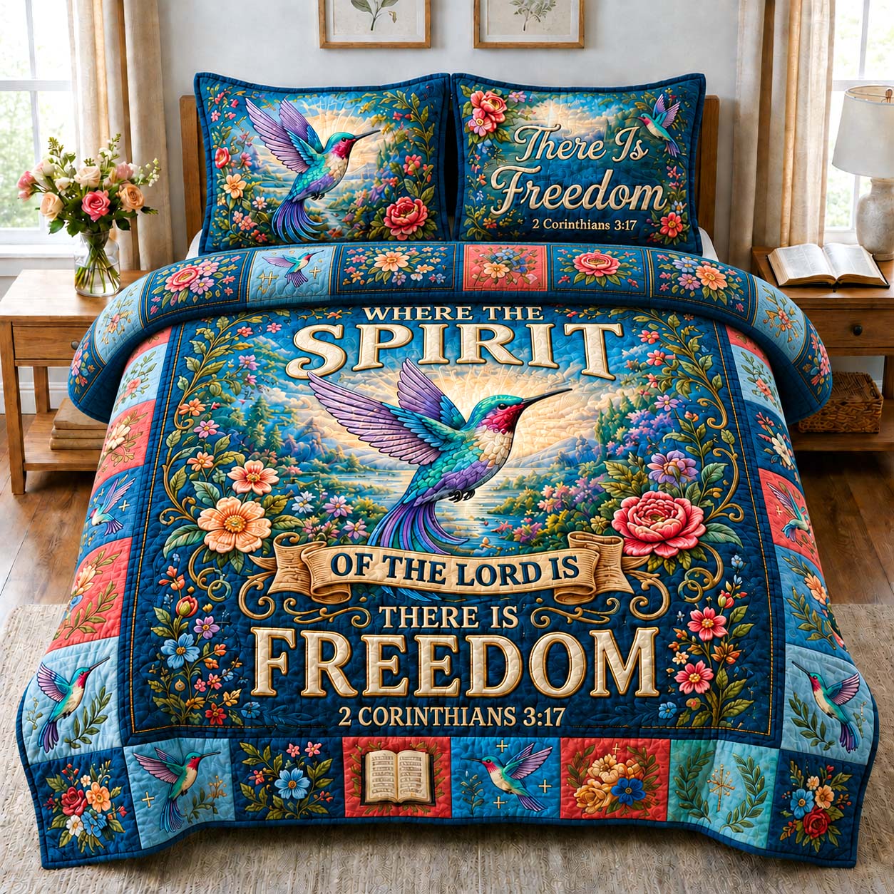 Spirit Freedom Garden 3-Piece Quilted Bedding Set GDTONTD953