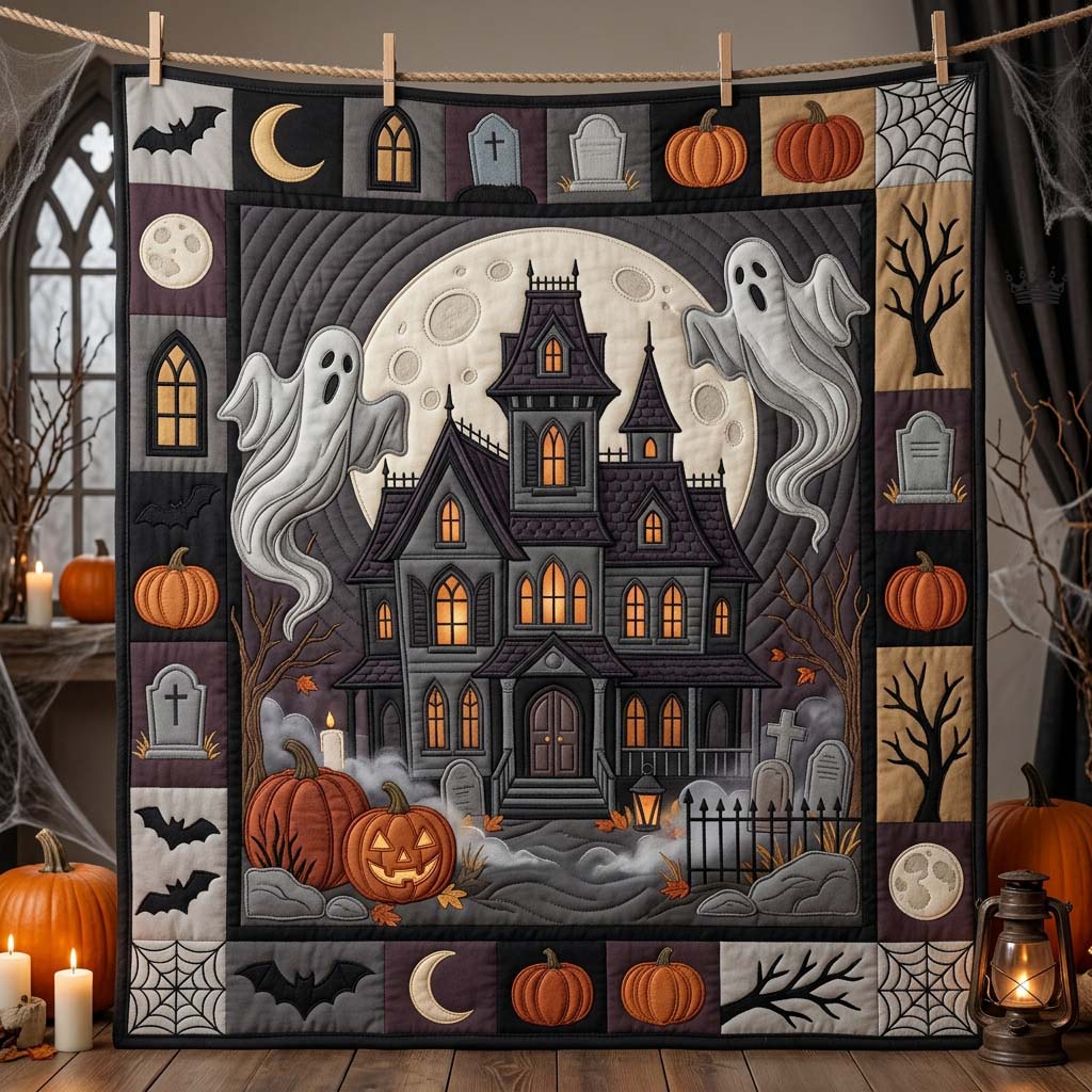 Haunted Moon Manor Quilted Blanket GDTONTD986