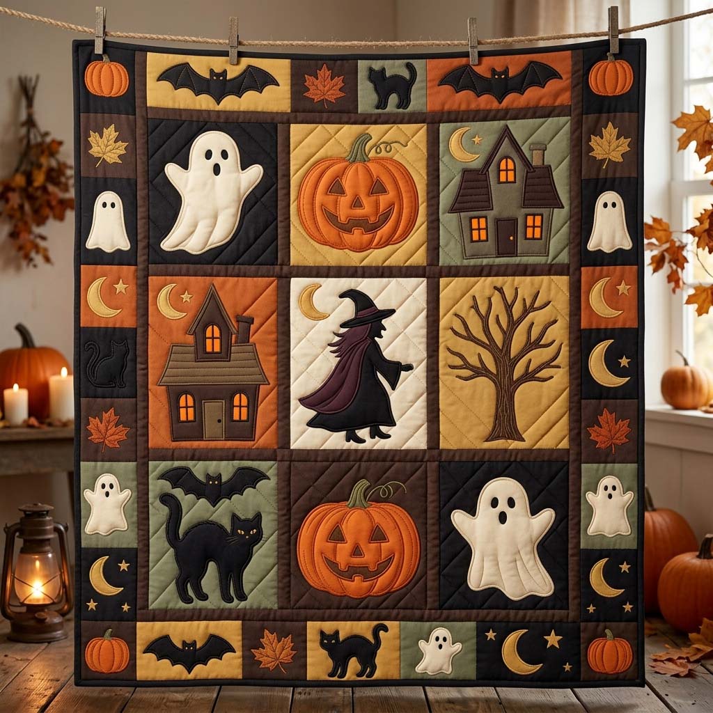 Spooky Patch Night Quilted Blanket GDTONTD989