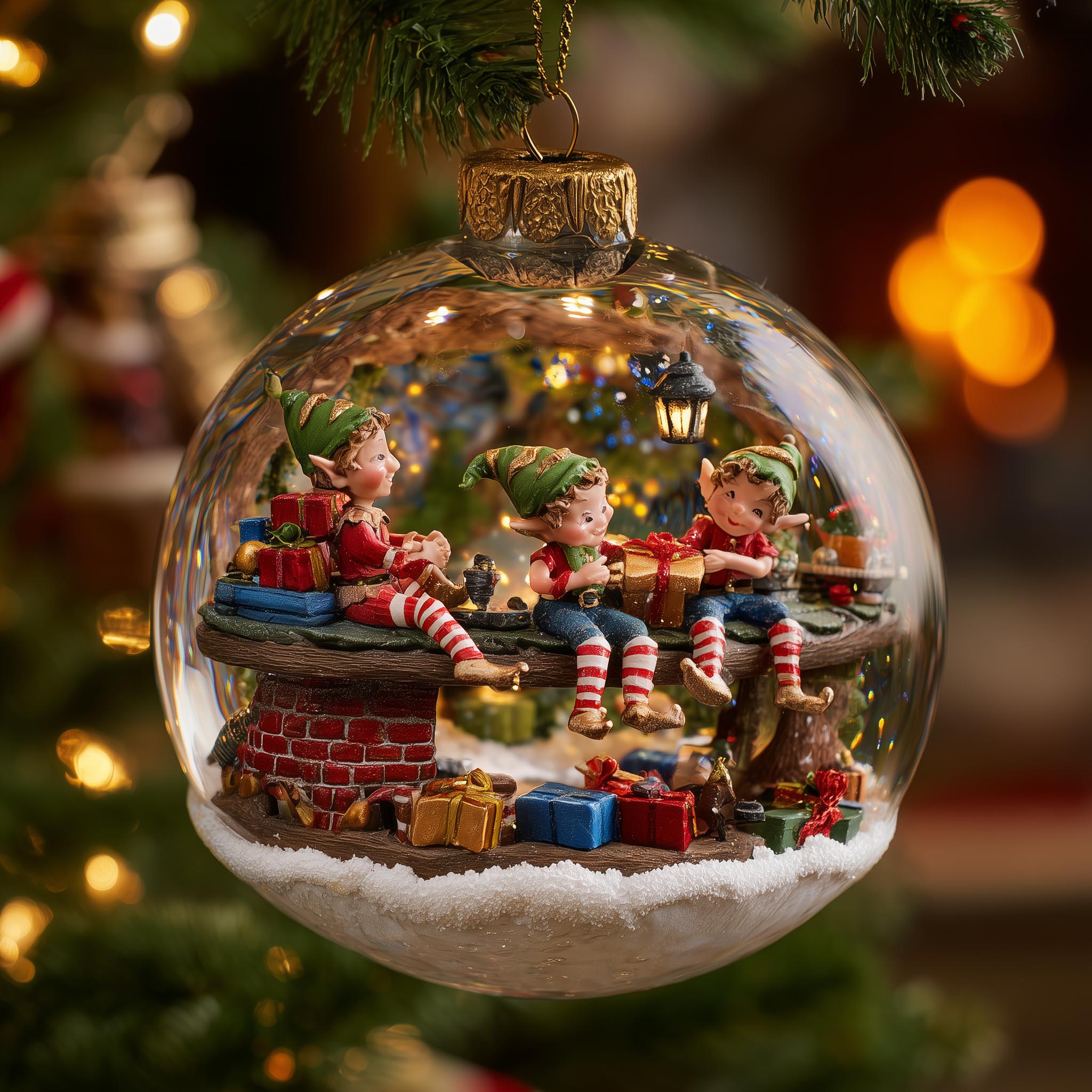 Elf Workshop Christmas Mica Ornament GFSPMA09