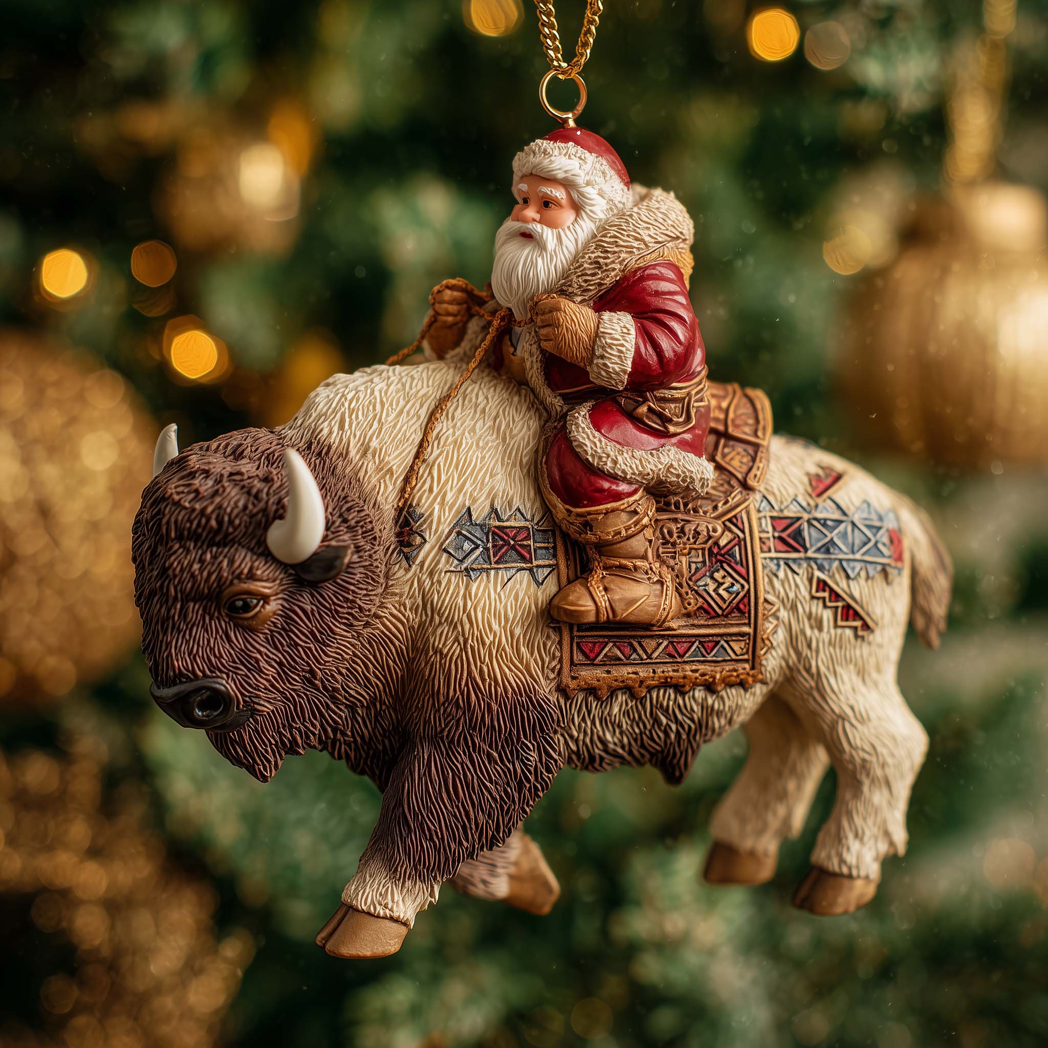 Native Santa Christmas Mica Ornament GFSPMA134