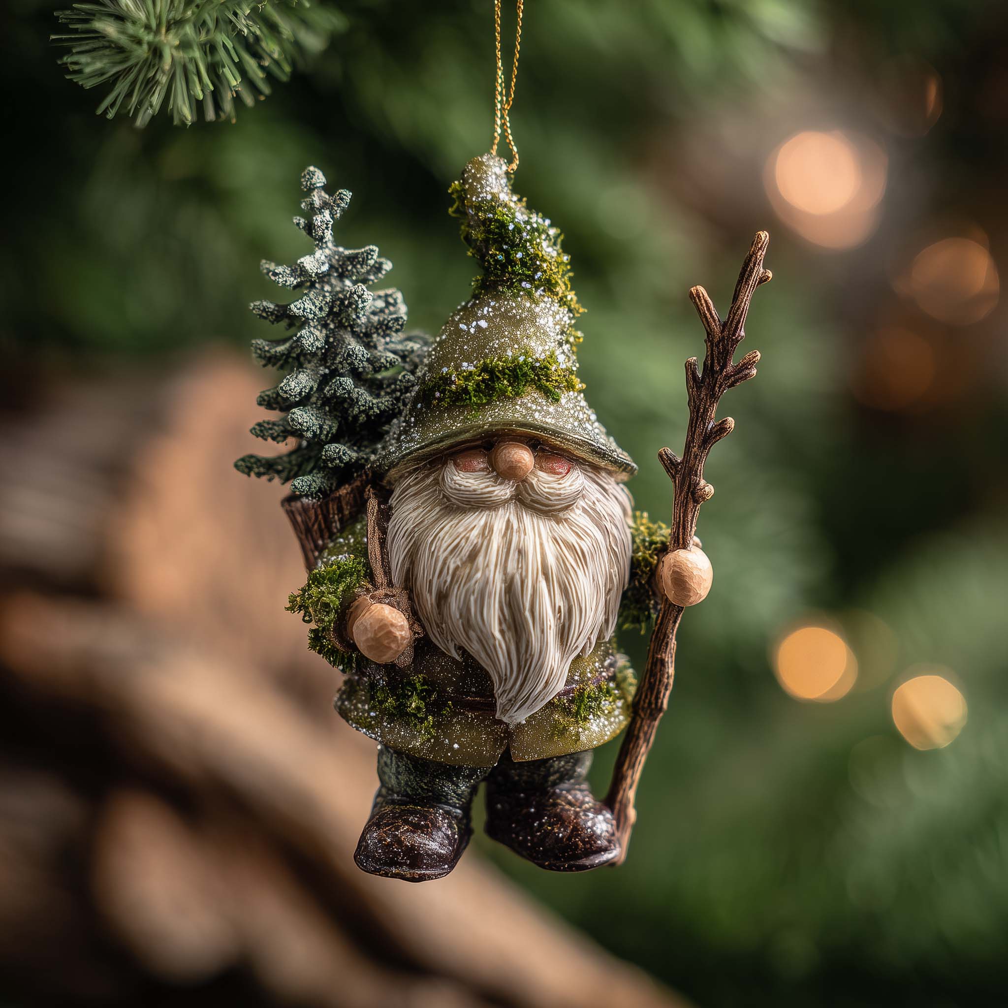 Snowy Gnome Christmas Mica Ornament GFSPMA78